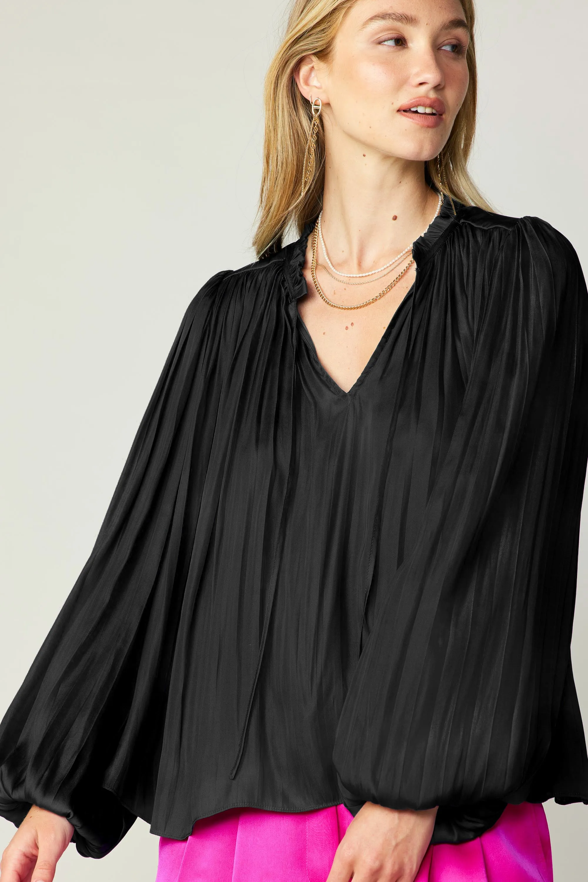 Pleated Puffed Sleeve Blouse sold by Current Air product image thumbnail 3