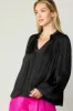 Pleated Puffed Sleeve Blouse sold by Current Air