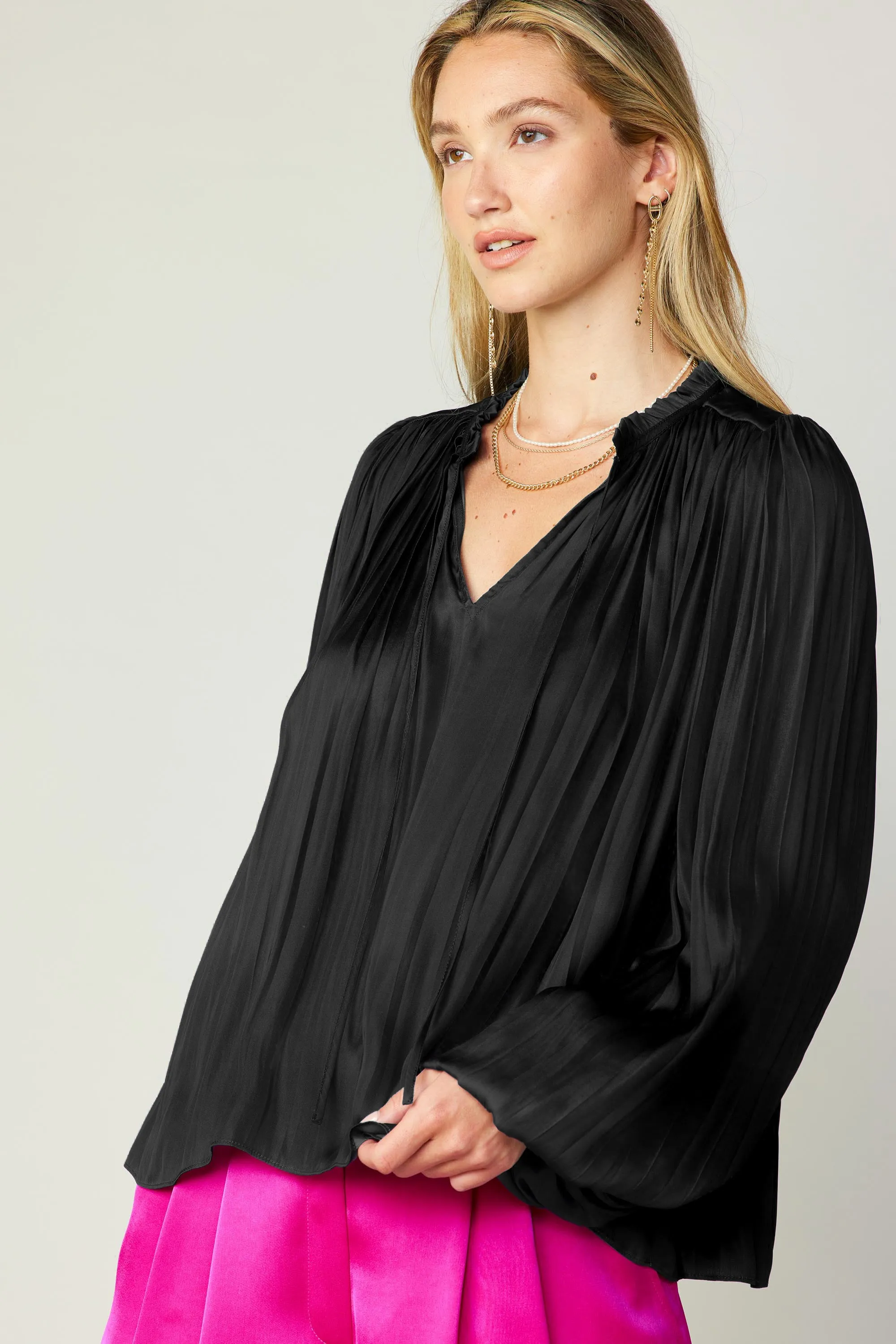 Pleated Puffed Sleeve Blouse sold by Current Air product image thumbnail 2