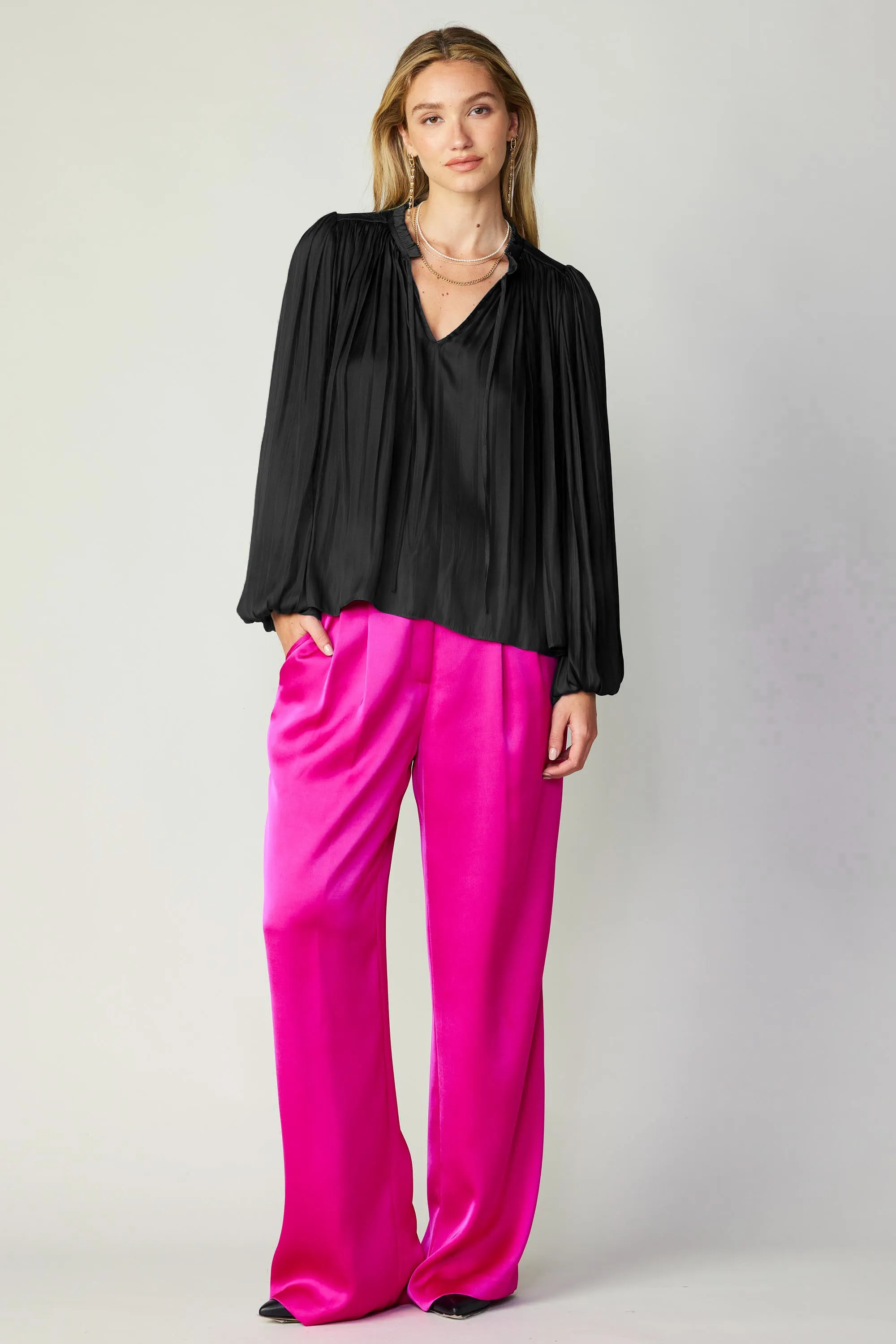 Pleated Puffed Sleeve Blouse sold by Current Air product image thumbnail 4