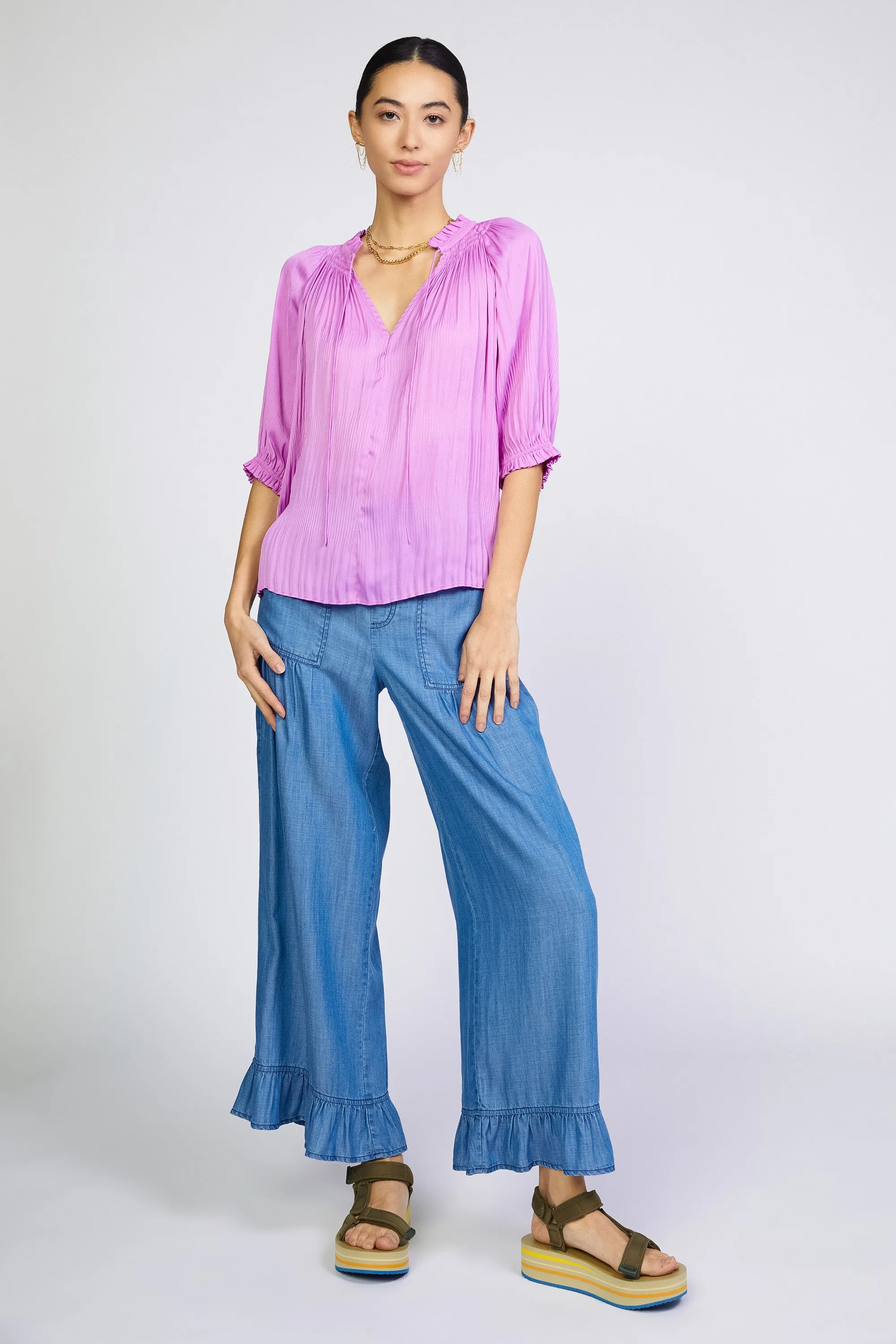 Angelica Pleated Blouse sold by Current Air