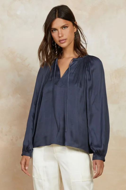 Split Neck Long Sleeve Top sold by Current Air