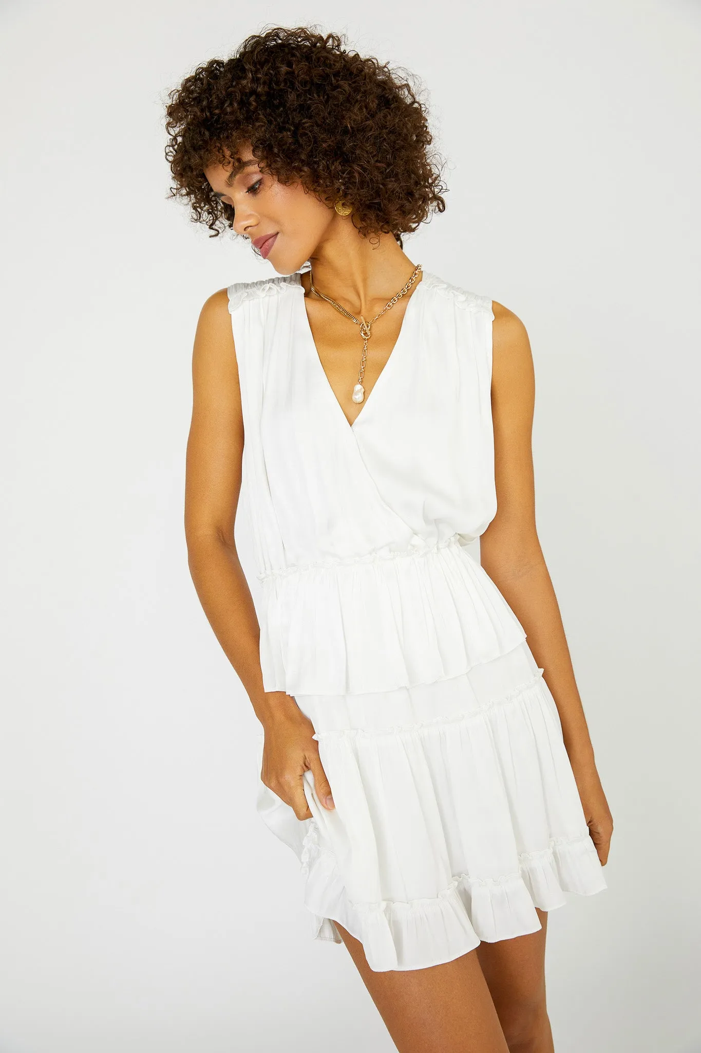 Ruffled Surplice Mini Dress sold by Current Air