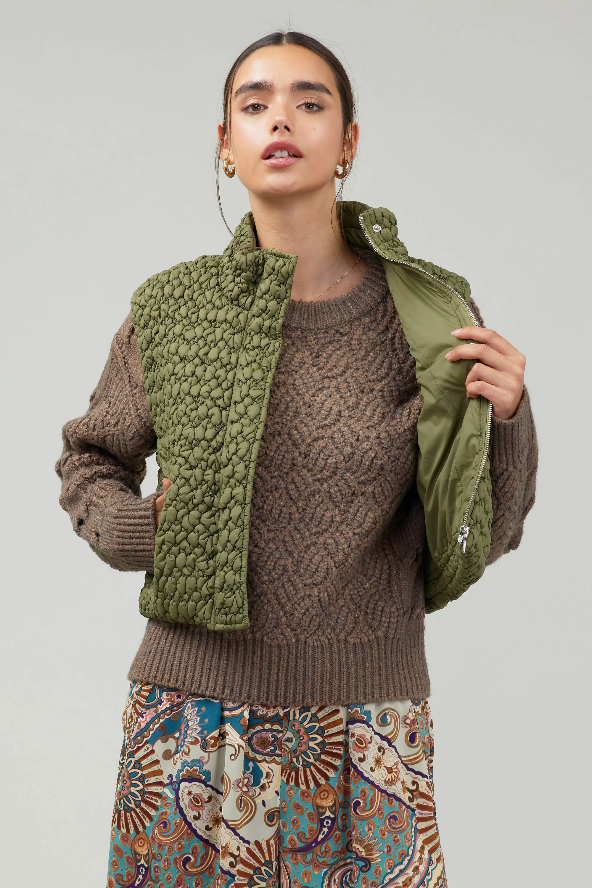 Quilted Cropped Vest sold by Current Air product image thumbnail 3