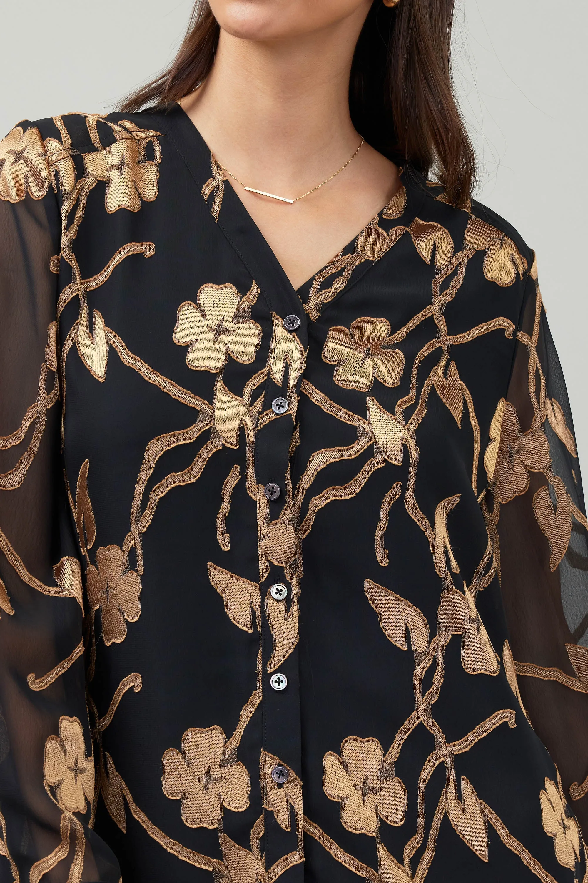 Gold Floral Blouse sold by Current Air product image thumbnail 3