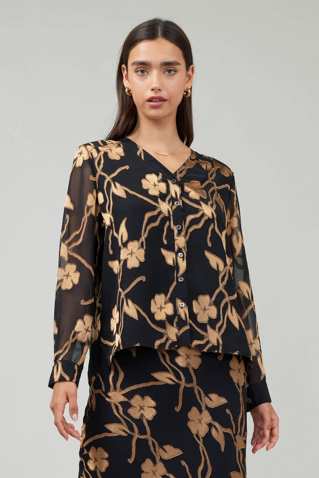 Gold Floral Blouse sold by Current Air