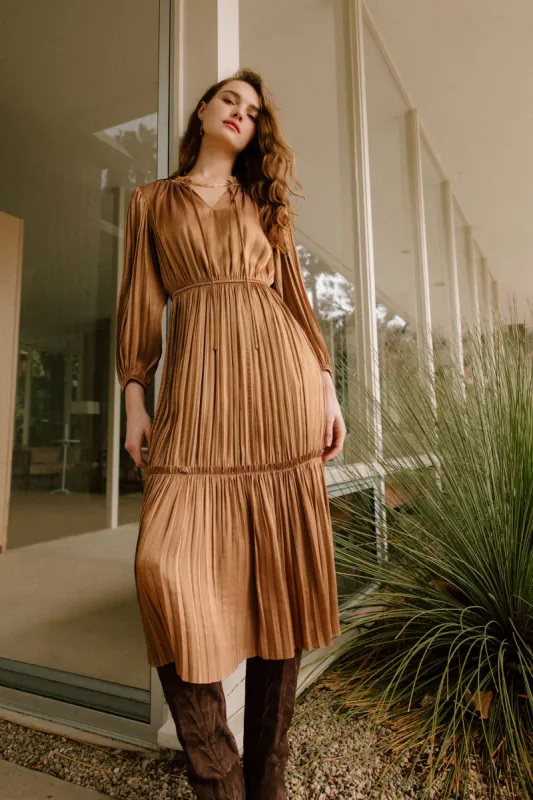 Bristol Pleated Midi Dress made by Current Air
