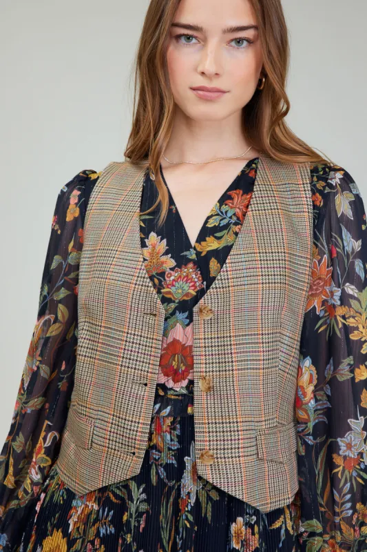 Plaid Buttoned Vest sold by Current Air
