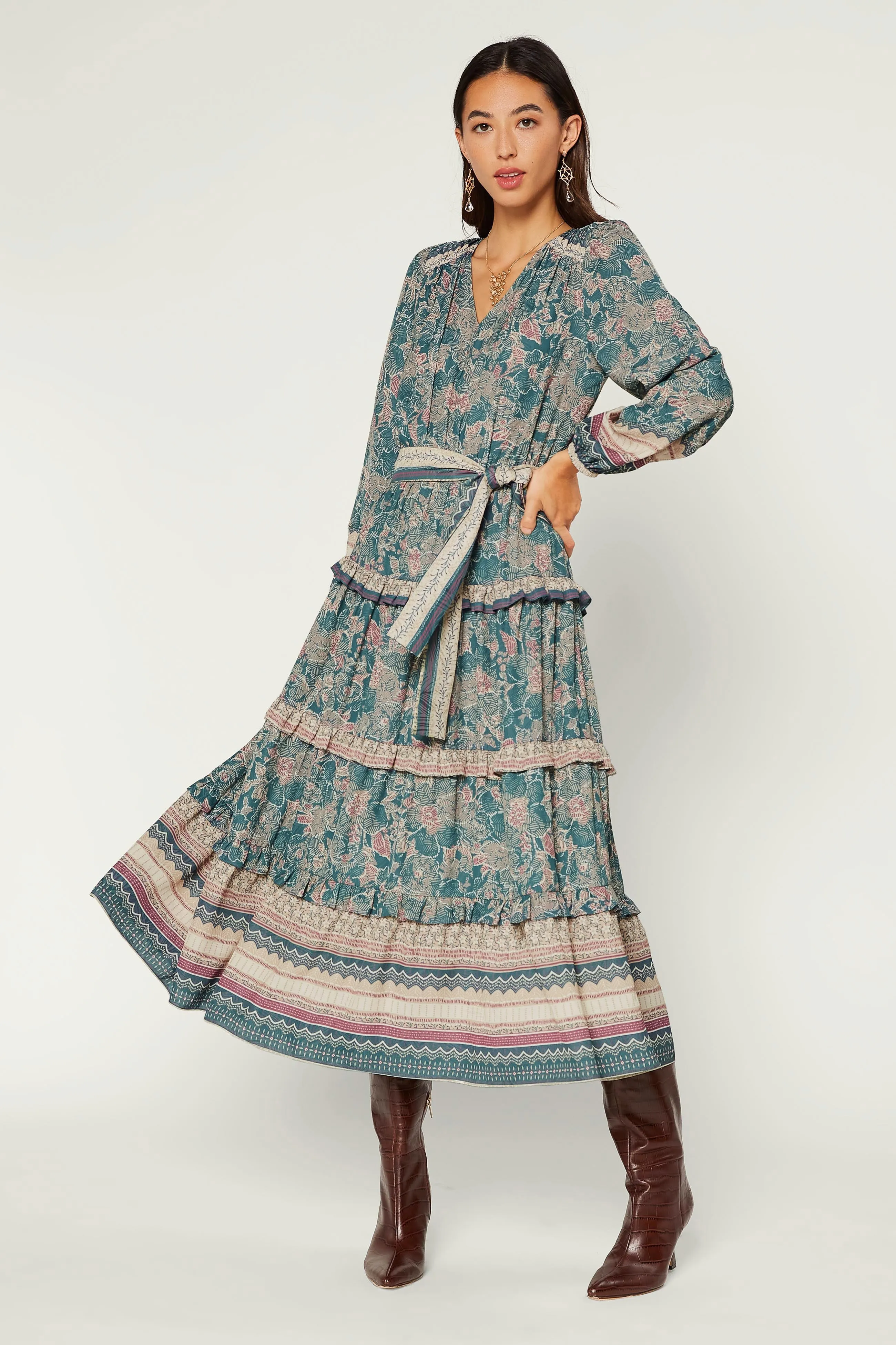 Paisley Border Ruffled Dress sold by Current Air