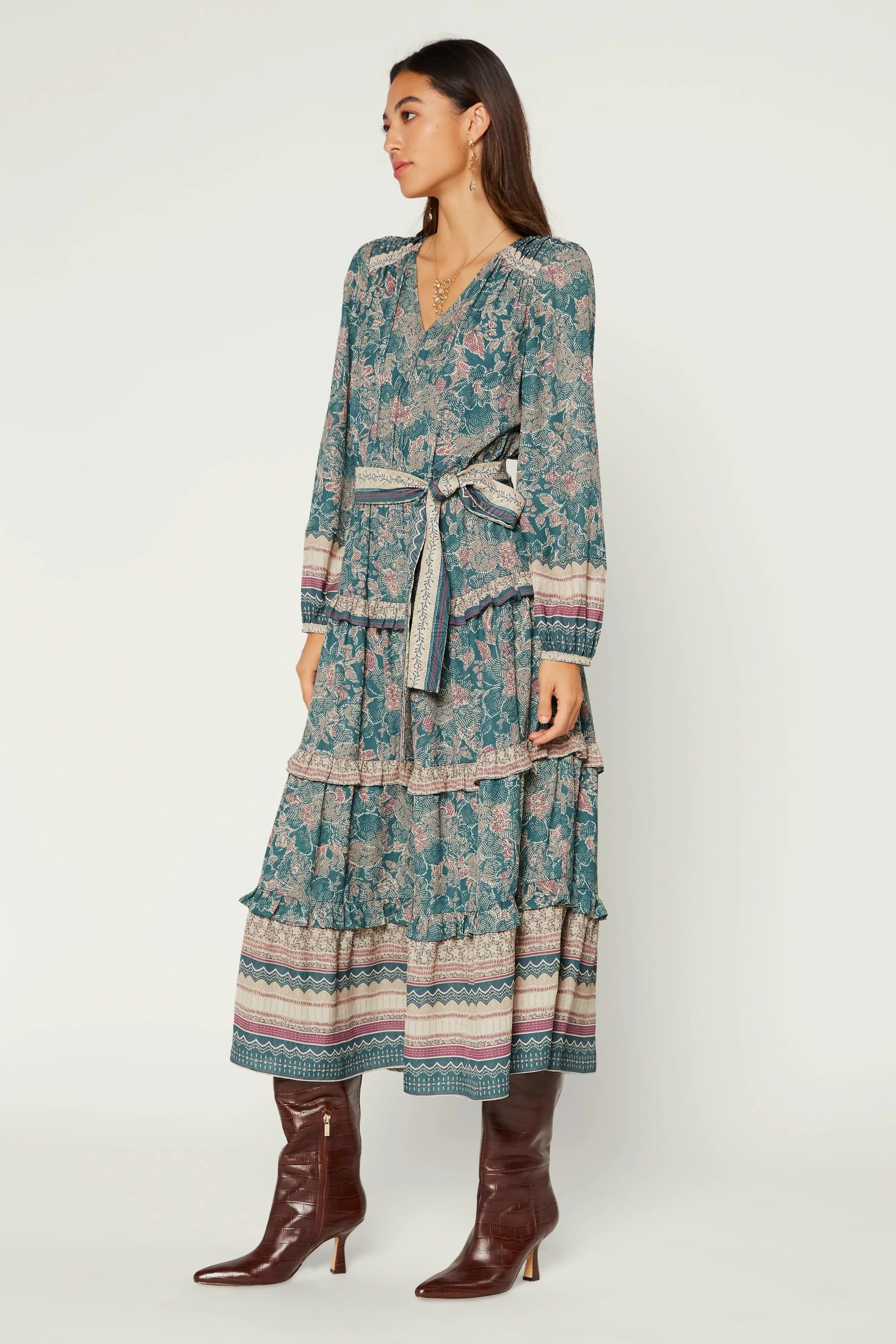 Paisley Border Ruffled Dress sold by Current Air product image thumbnail 3