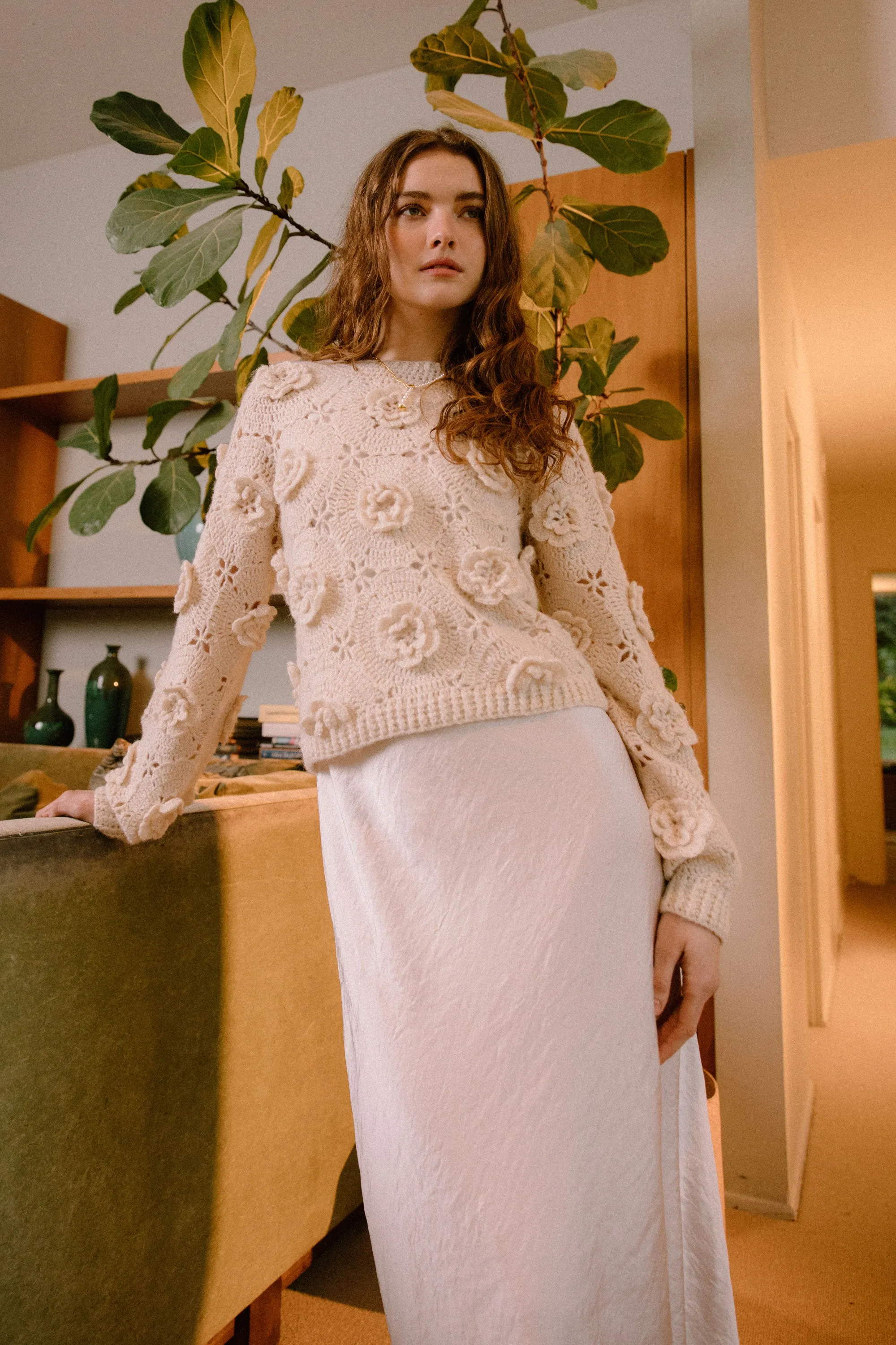 3D Floral Crochet Sweater sold by Current Air