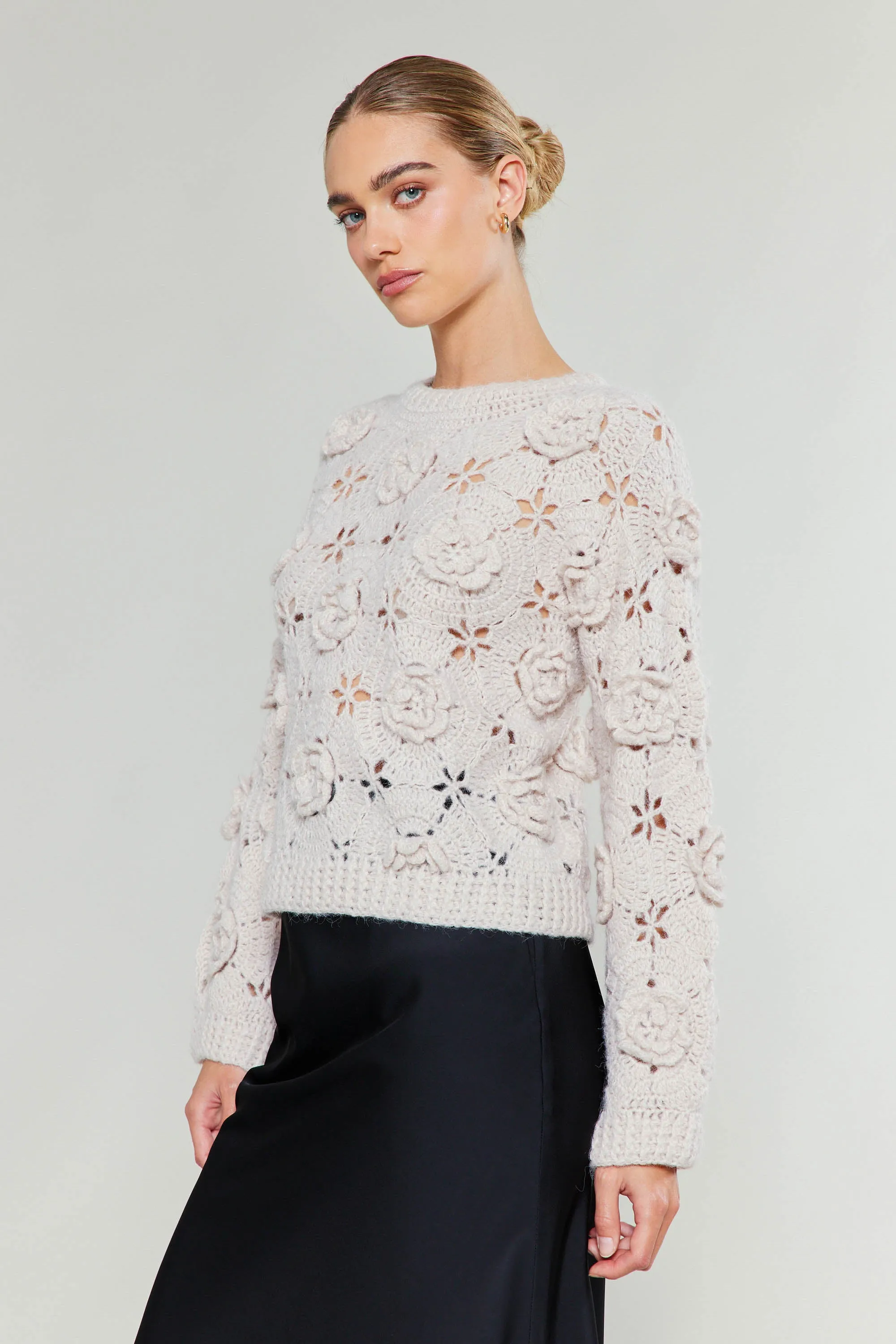 3D Floral Crochet Sweater sold by Current Air product image thumbnail 3