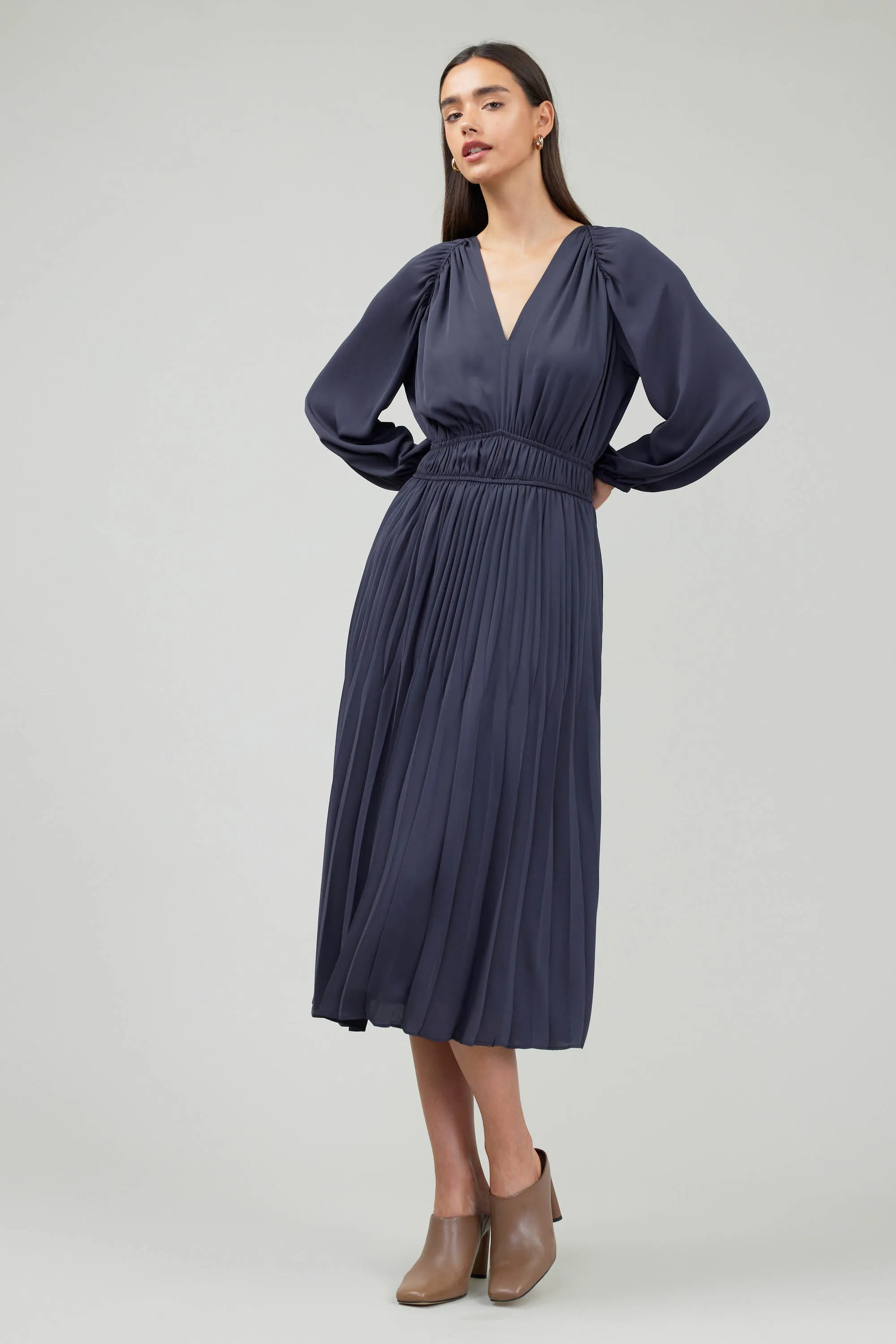 Smocked Vneck Midi Dress sold by Current Air product image thumbnail 4