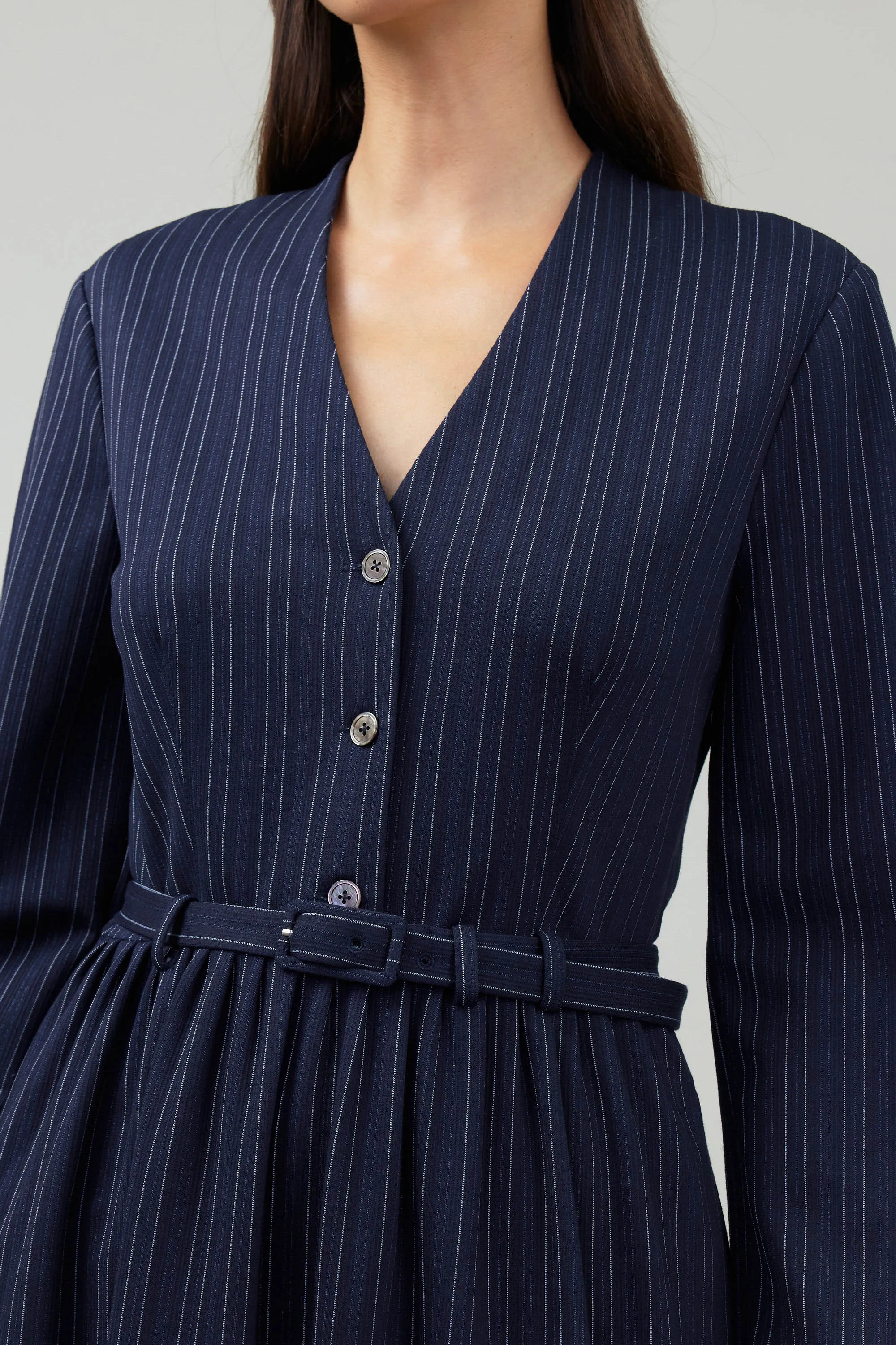 Pinstriped Buttondown Midi Dress sold by Current Air product image thumbnail 4