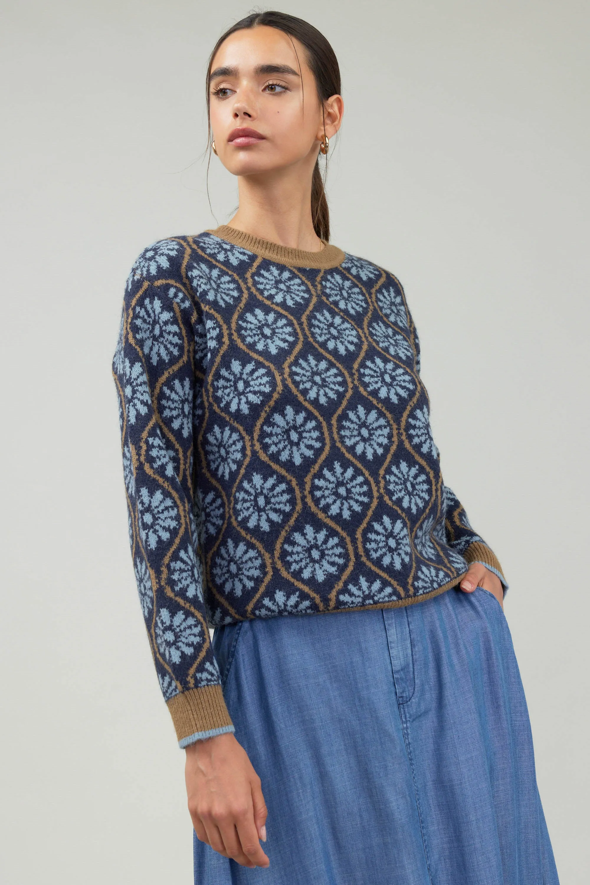 Geo Floral Pullover Sweater sold by Current Air
