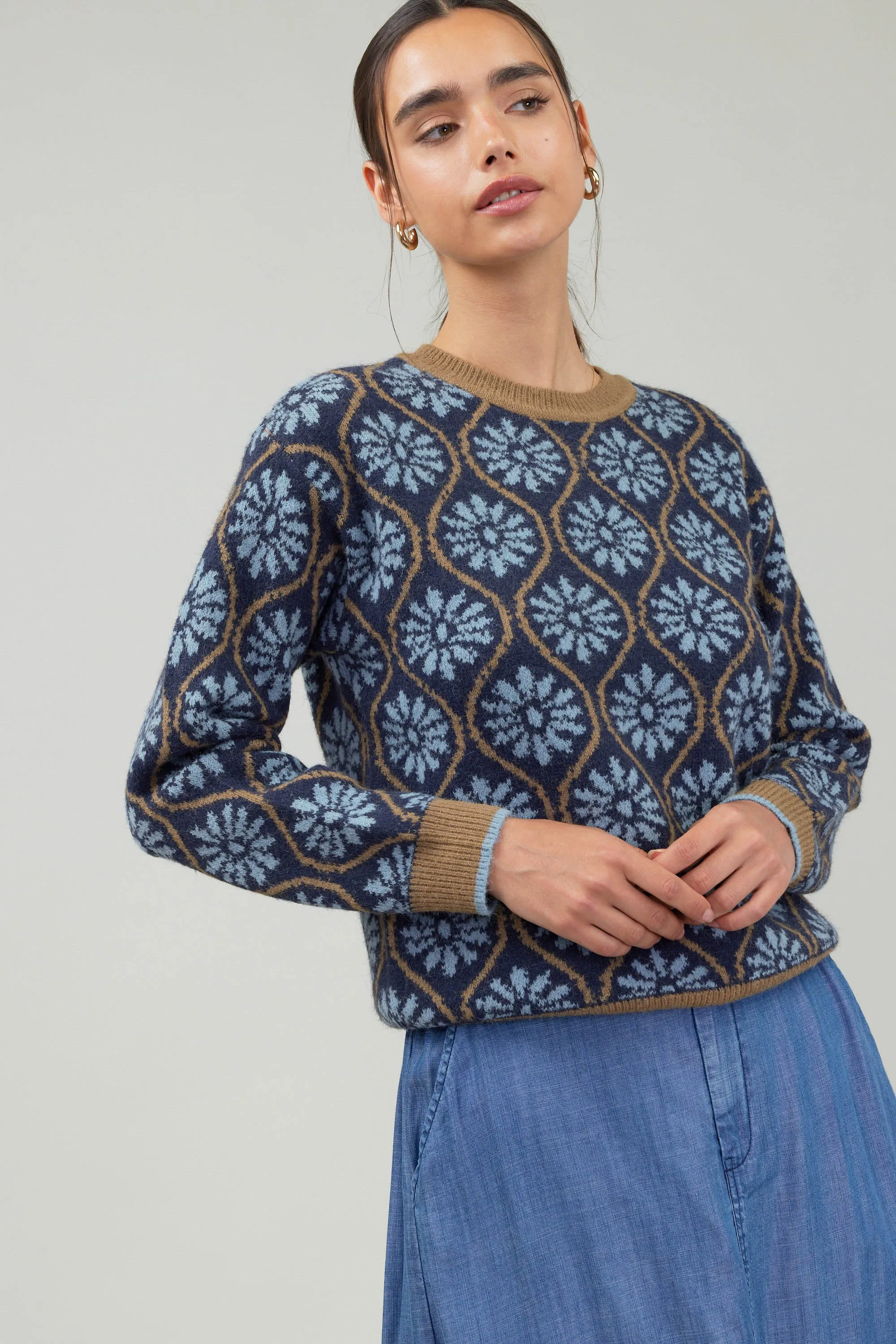 Geo Floral Pullover Sweater sold by Current Air product image thumbnail 2