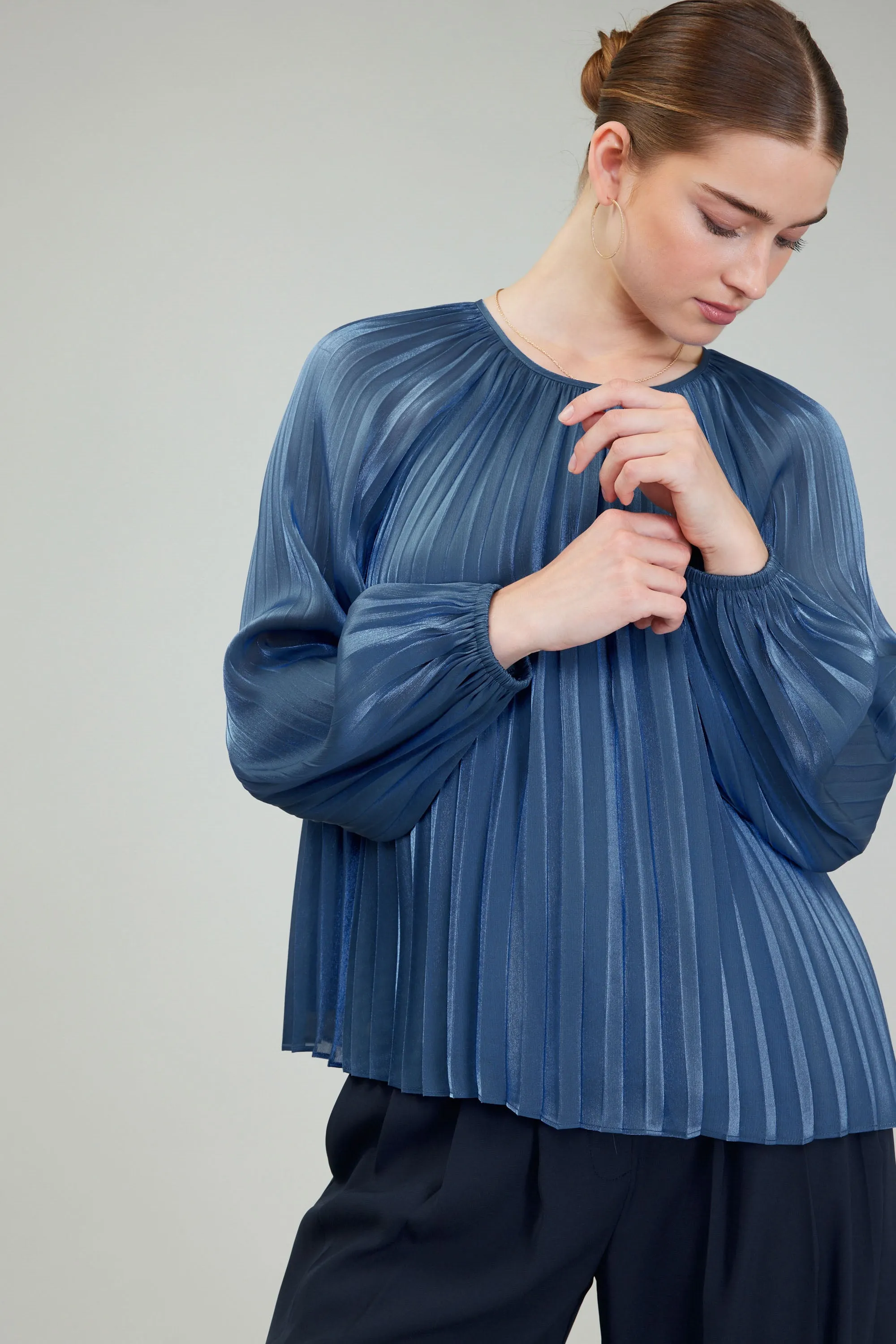 Pleated Shimmer Blouse sold by Current Air product image thumbnail 4