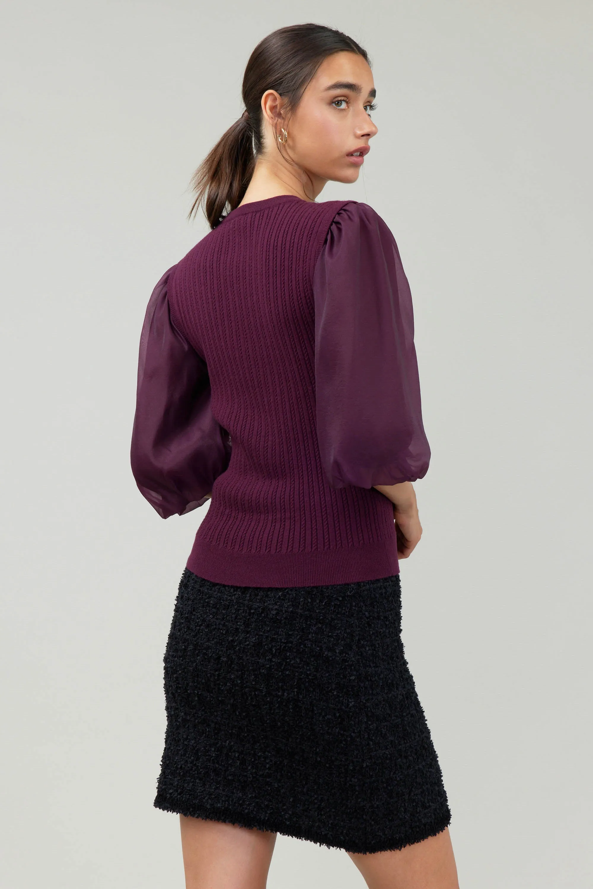 Contrast Sleeve Knit Blouse sold by Current Air product image thumbnail 4