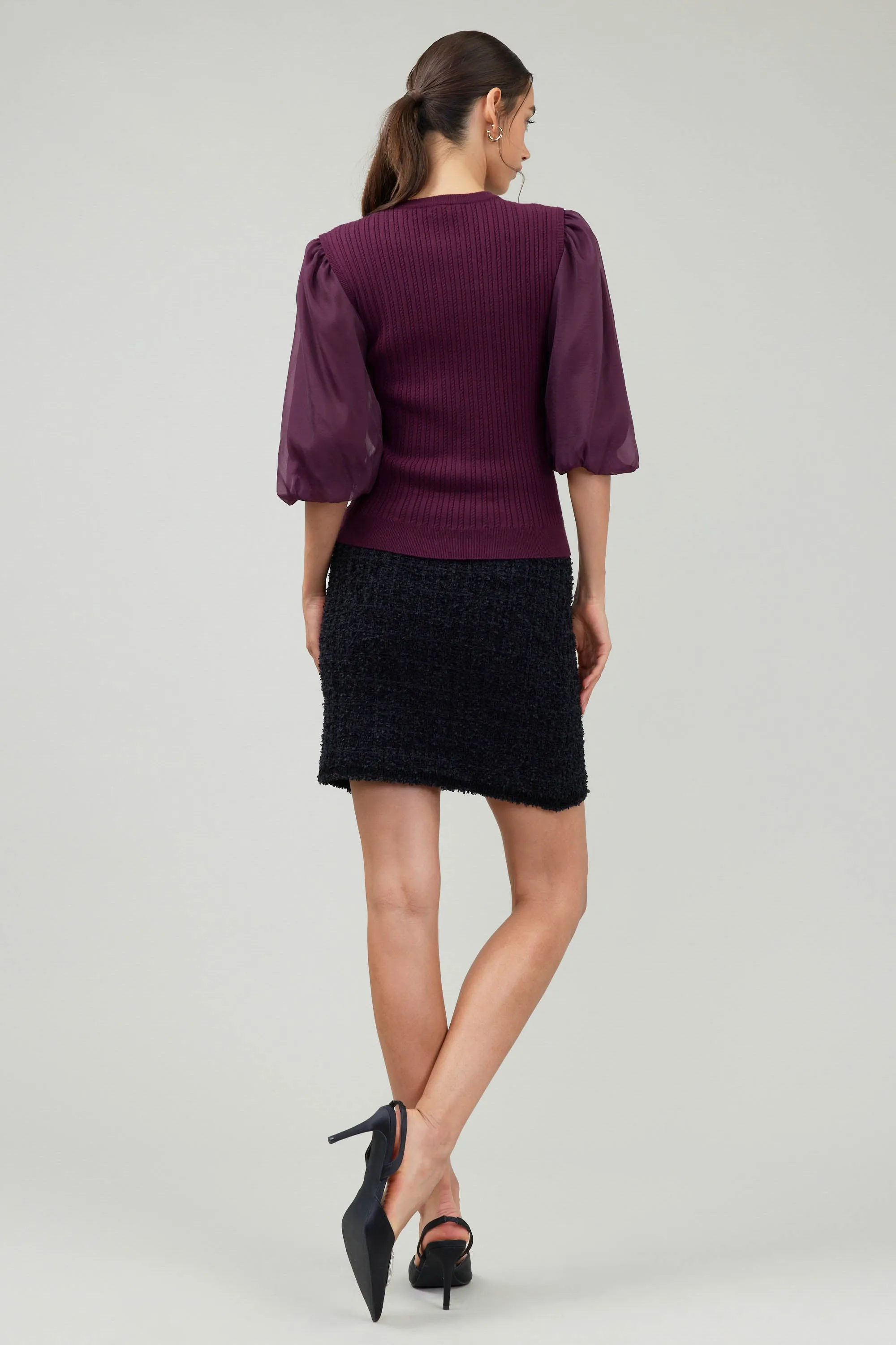 Contrast Sleeve Knit Blouse sold by Current Air product image thumbnail 5