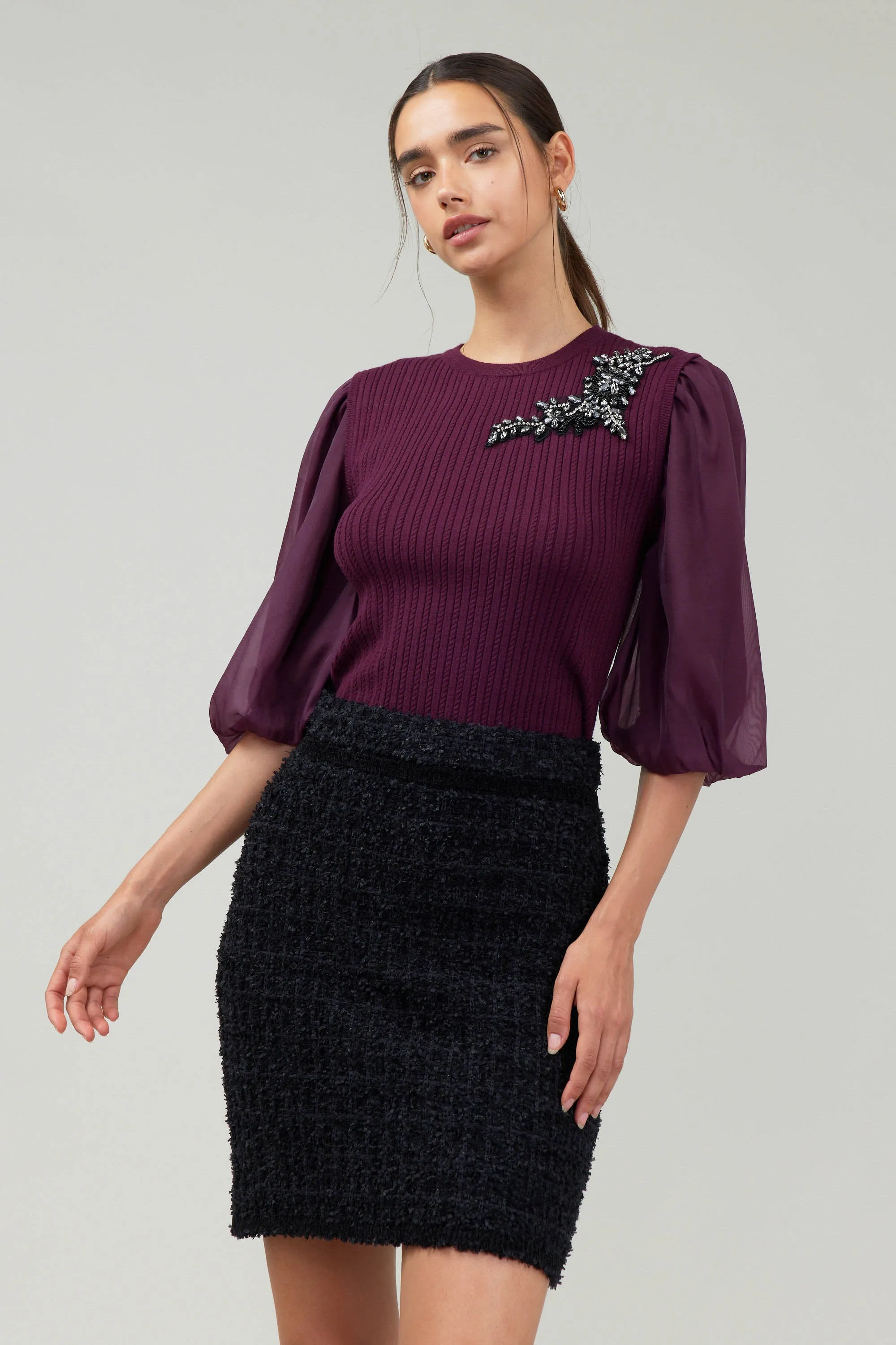 Tweed Mini Skirt sold by Current Air product image thumbnail 3