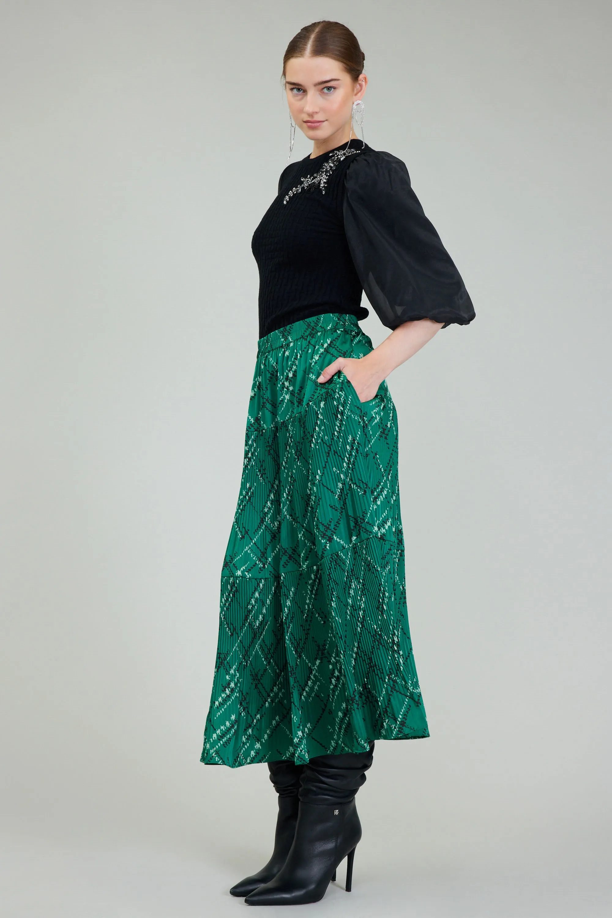 Plaid Pattern Midi Skirt sold by Current Air product image thumbnail 2