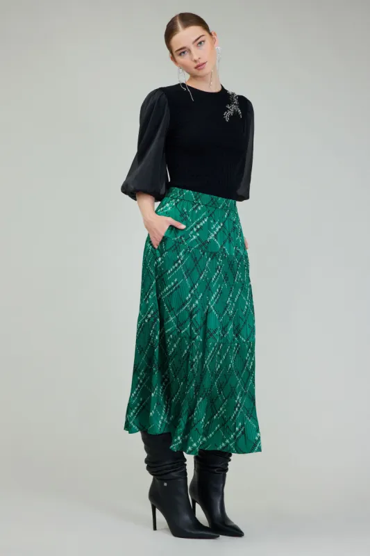 Plaid Pattern Midi Skirt sold by Current Air