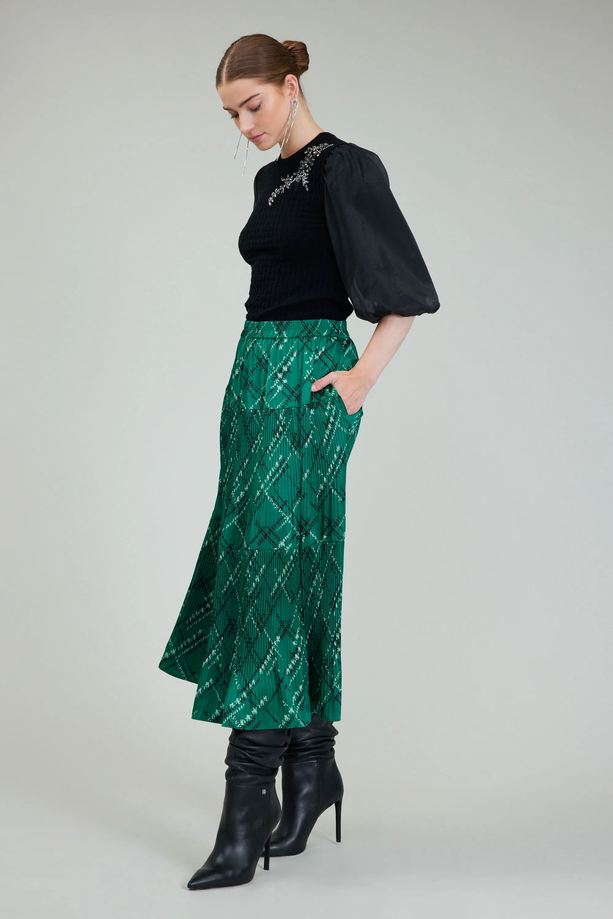 Plaid Pattern Midi Skirt sold by Current Air product image thumbnail 5