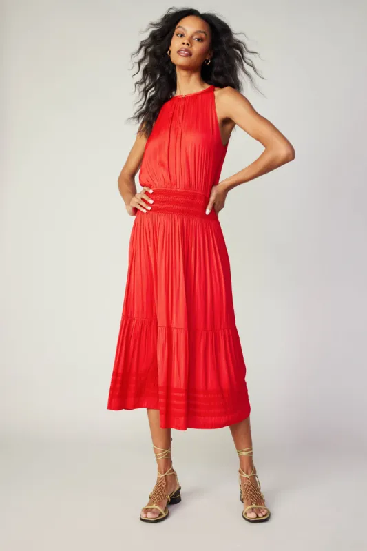 Halter Smocked Midi Dress sold by Current Air