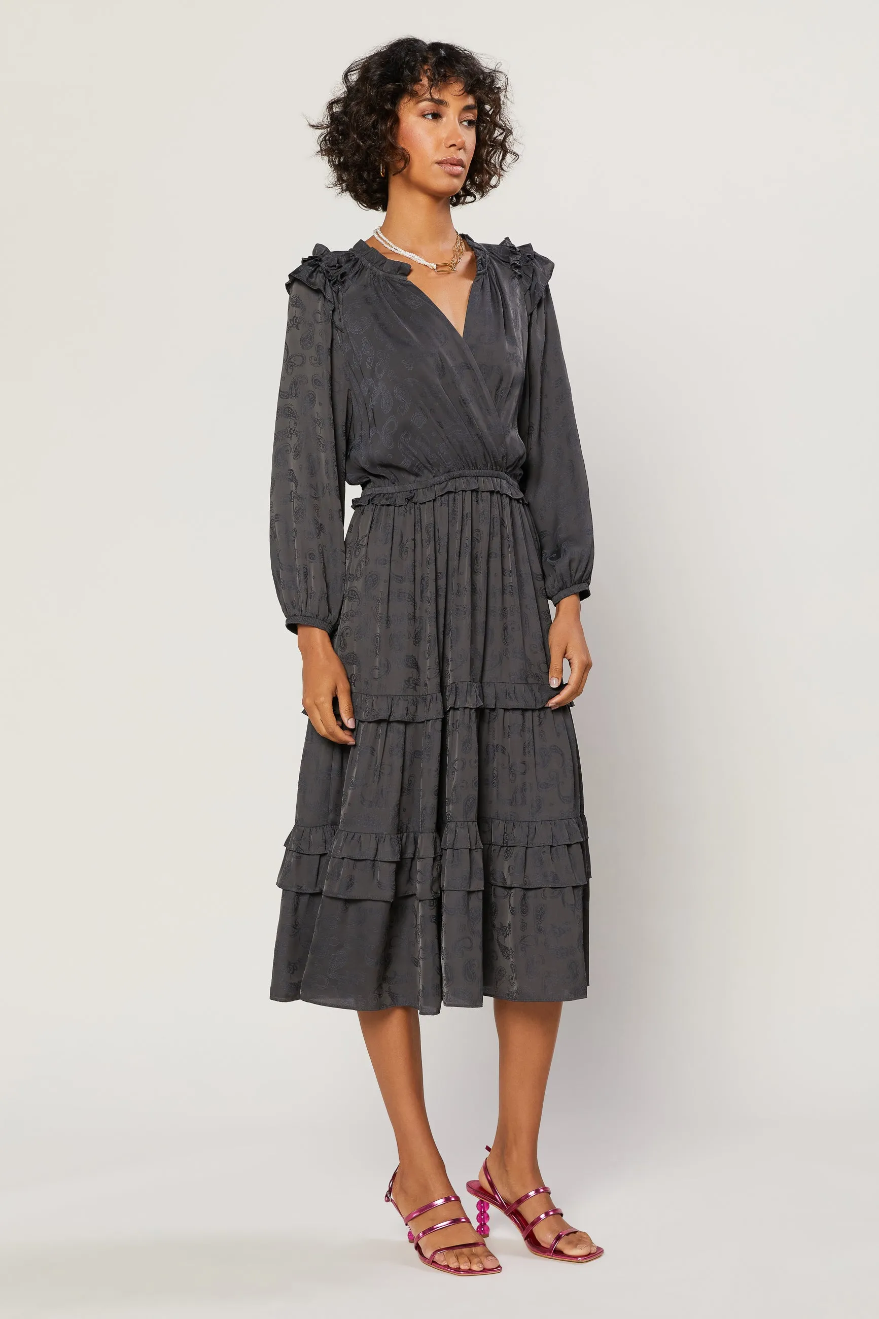 Tiered Skirt Midi Dress sold by Current Air product image thumbnail 4