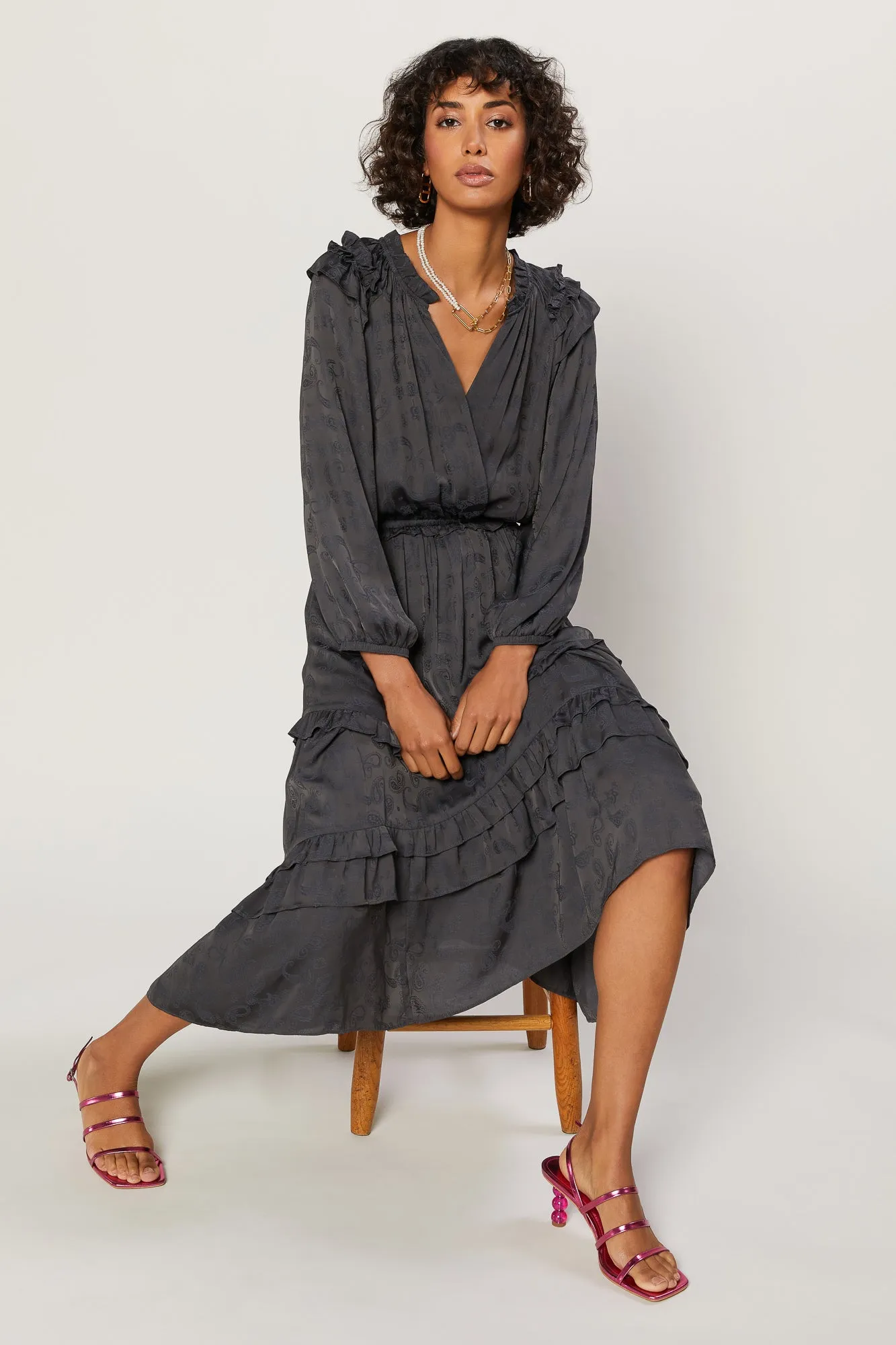 Tiered Skirt Midi Dress sold by Current Air product image thumbnail 2