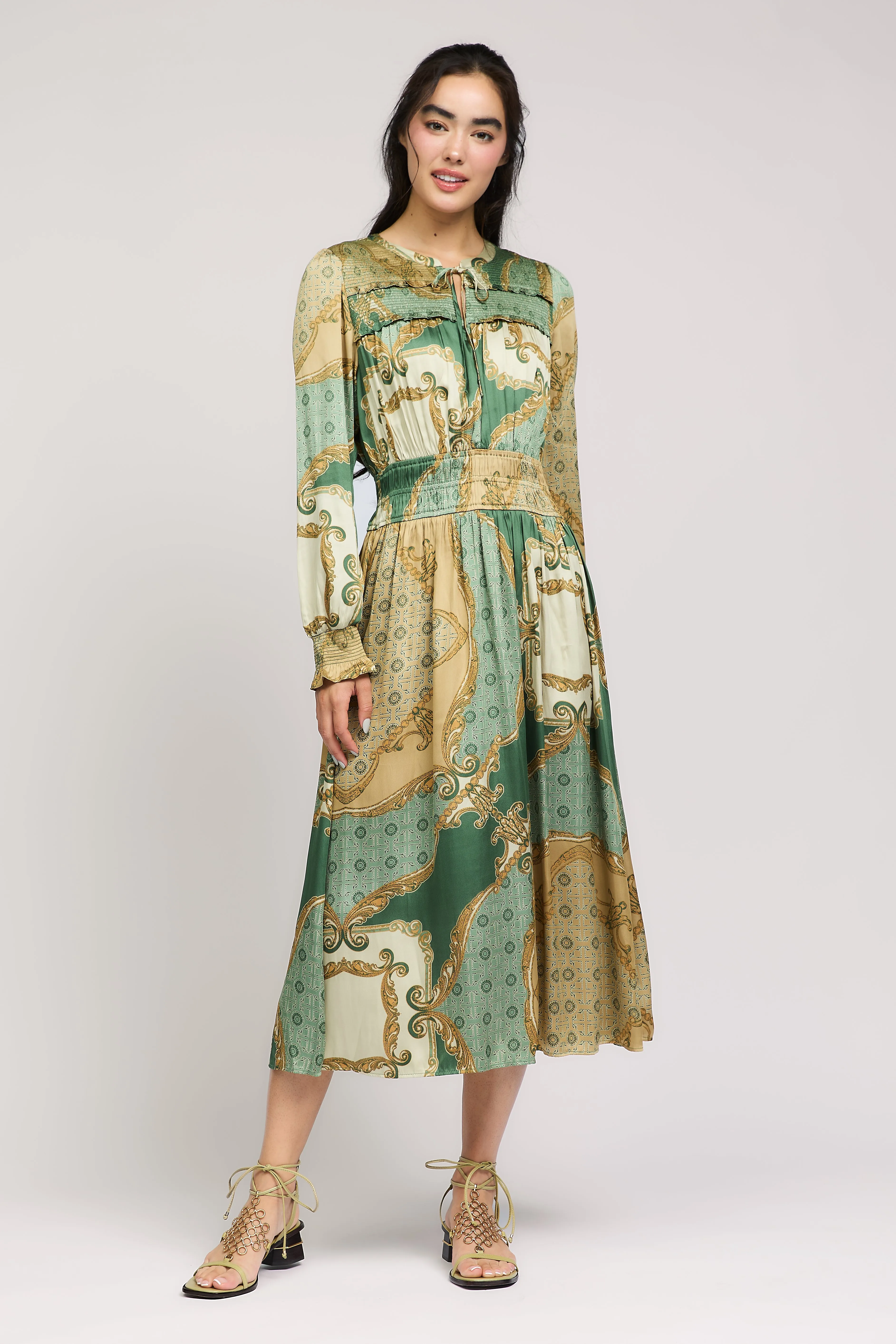 Aida Smocked Midi Dress sold by Current Air