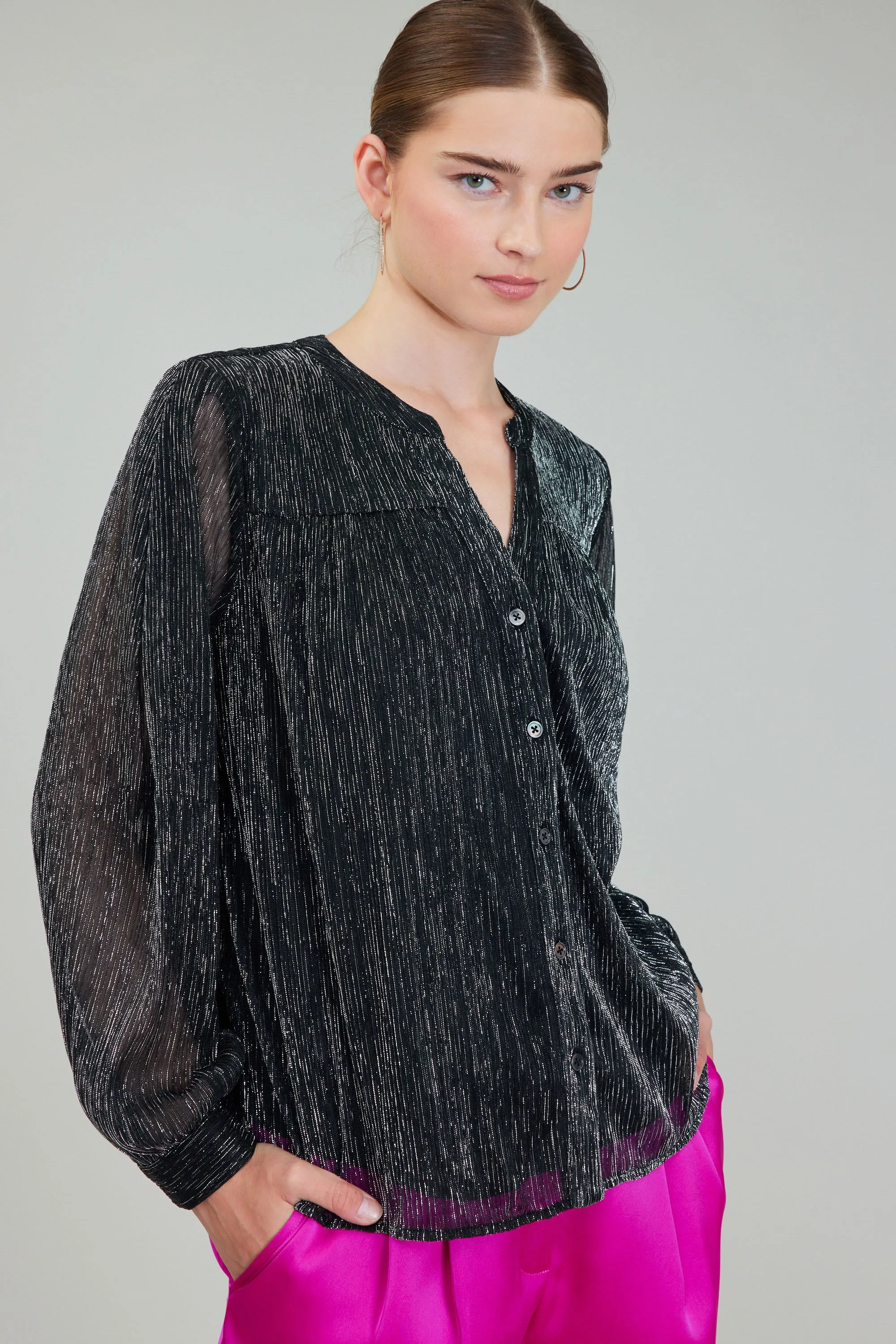 Lurex Buttonup Blouse sold by Current Air product image thumbnail 2