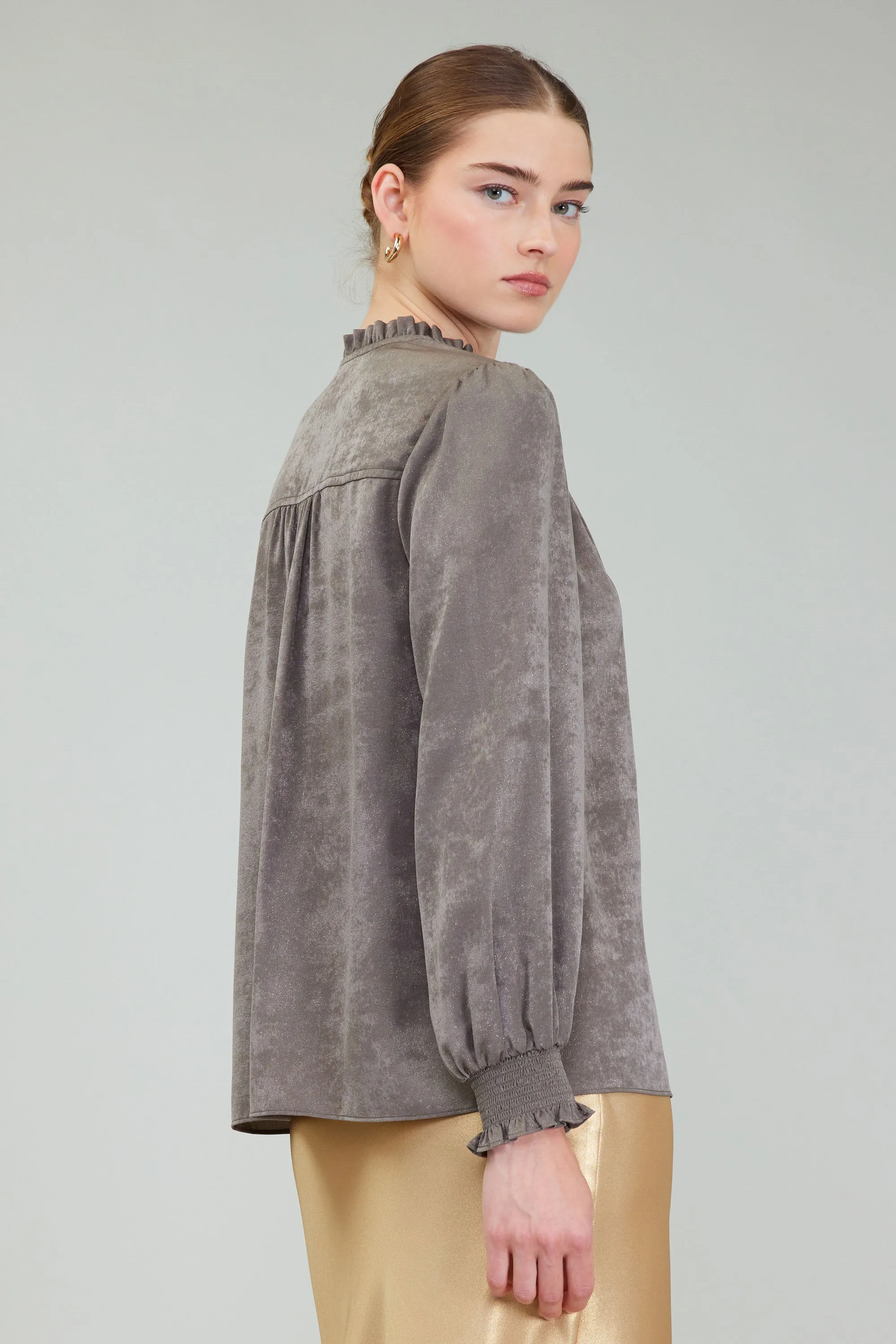 Glimmer Smocked Cuff Blouse sold by Current Air product image thumbnail 4