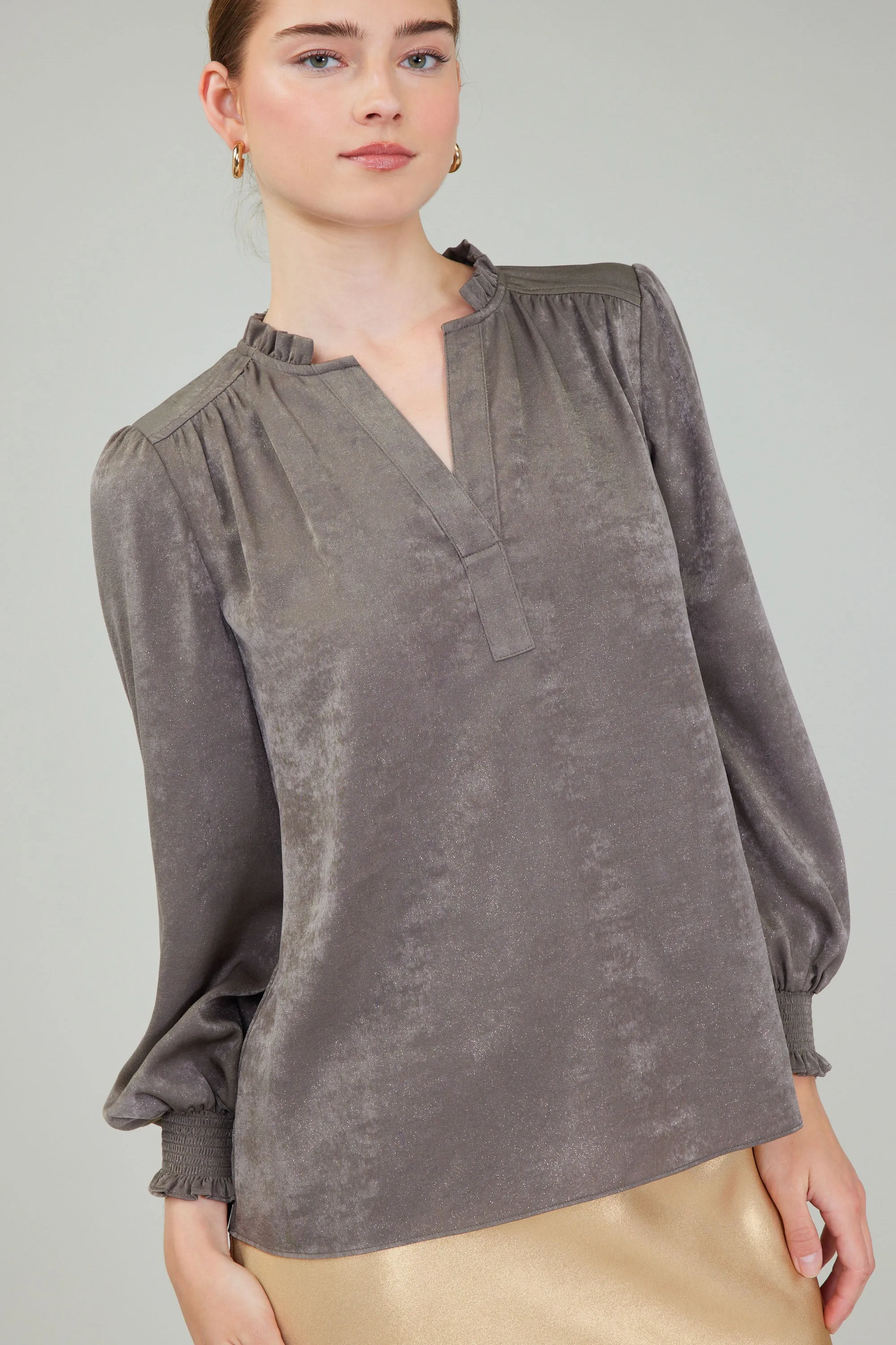 Glimmer Smocked Cuff Blouse sold by Current Air product image thumbnail 2