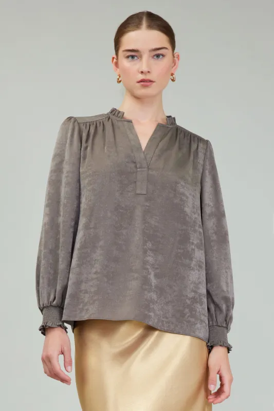 Glimmer Smocked Cuff Blouse sold by Current Air