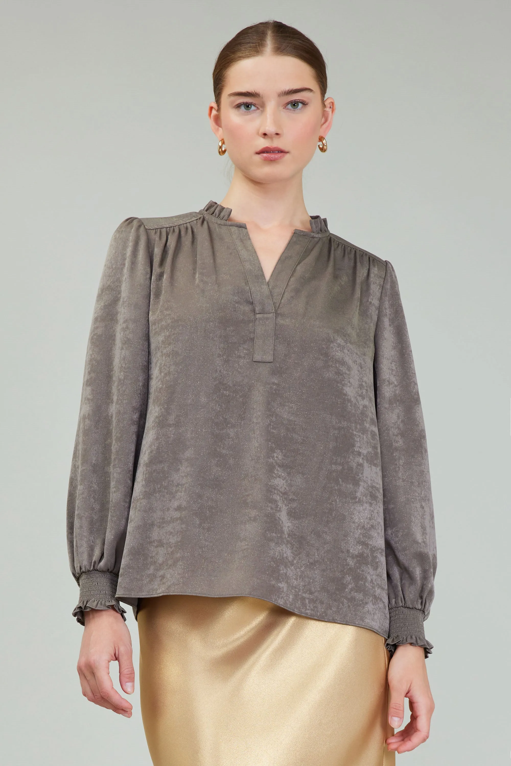 Glimmer Smocked Cuff Blouse sold by Current Air