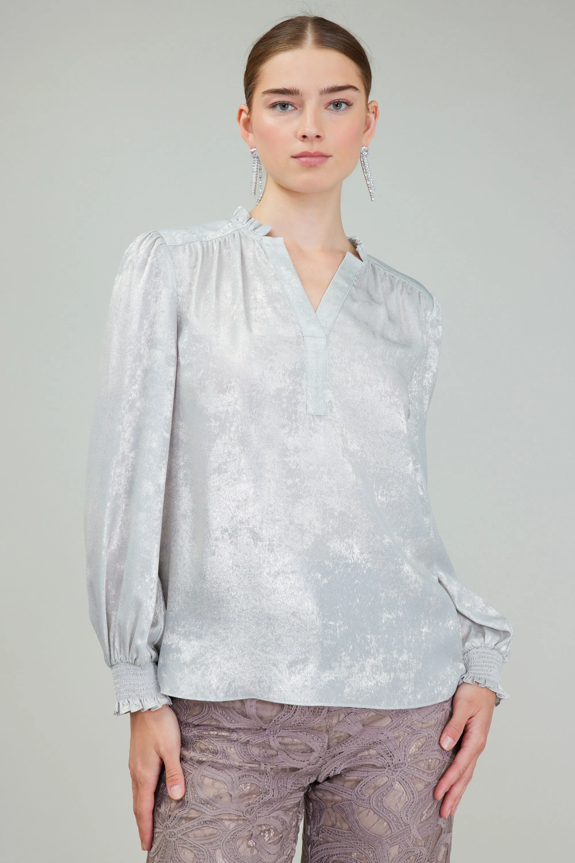 Glimmer Smocked Cuff Blouse sold by Current Air