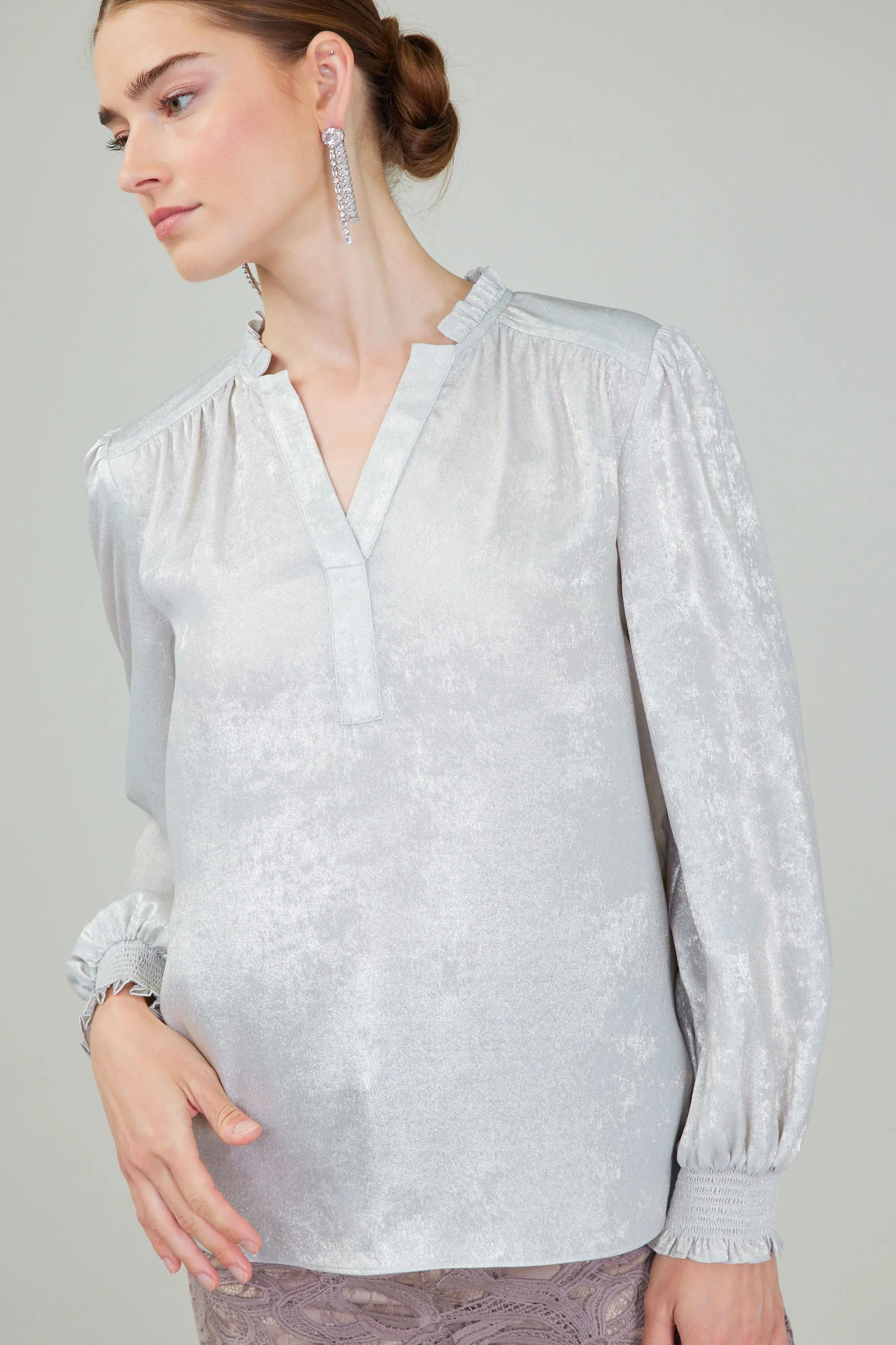 Glimmer Smocked Cuff Blouse sold by Current Air product image thumbnail 3
