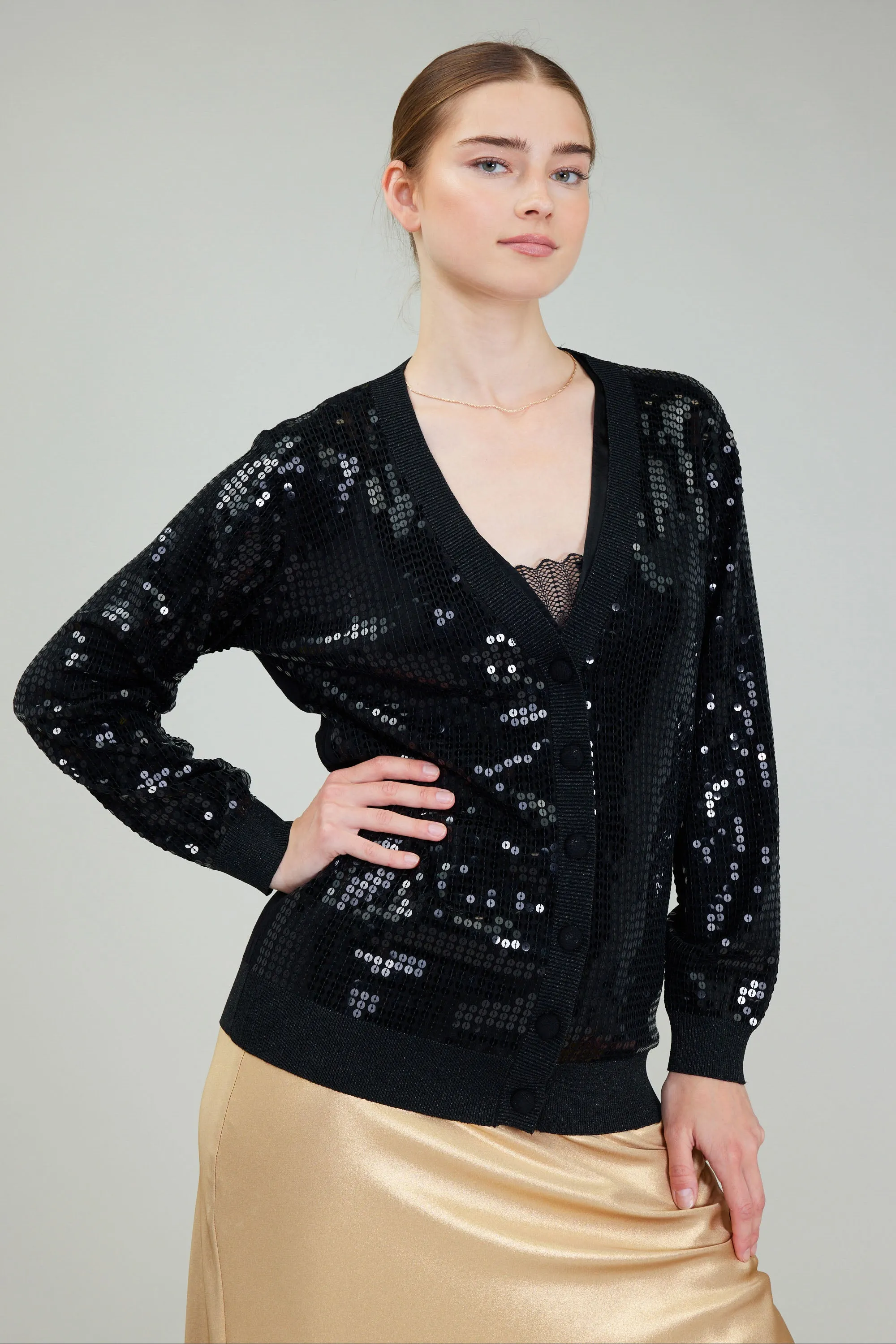 Sequin Cardigan sold by Current Air