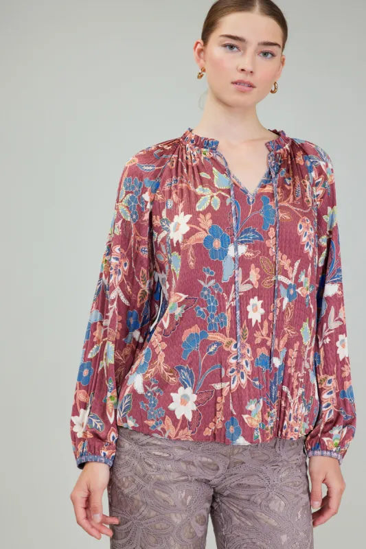 Botanical Pleated Blouse sold by Current Air