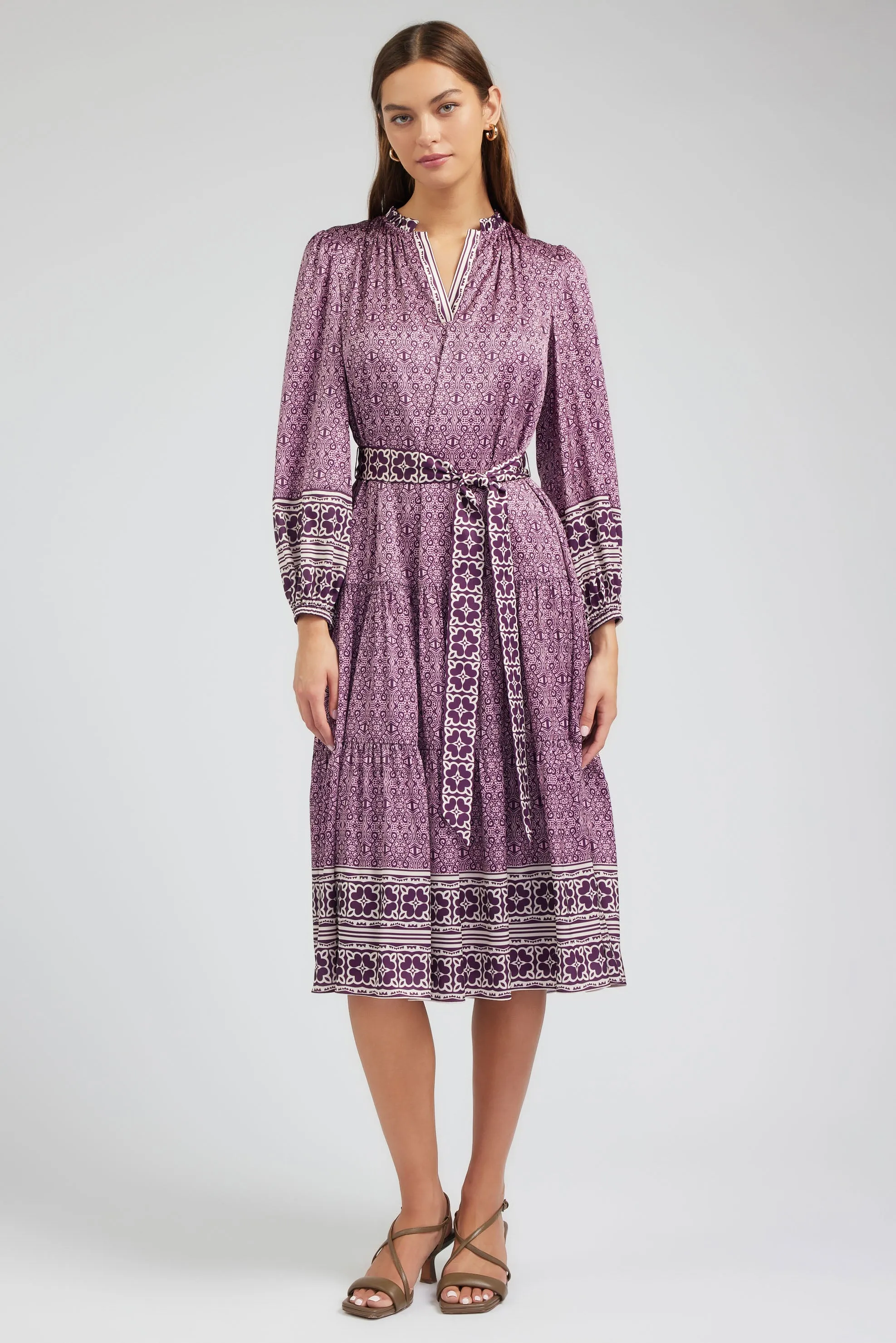 Geo Printed Belted Midi Dress sold by Current Air