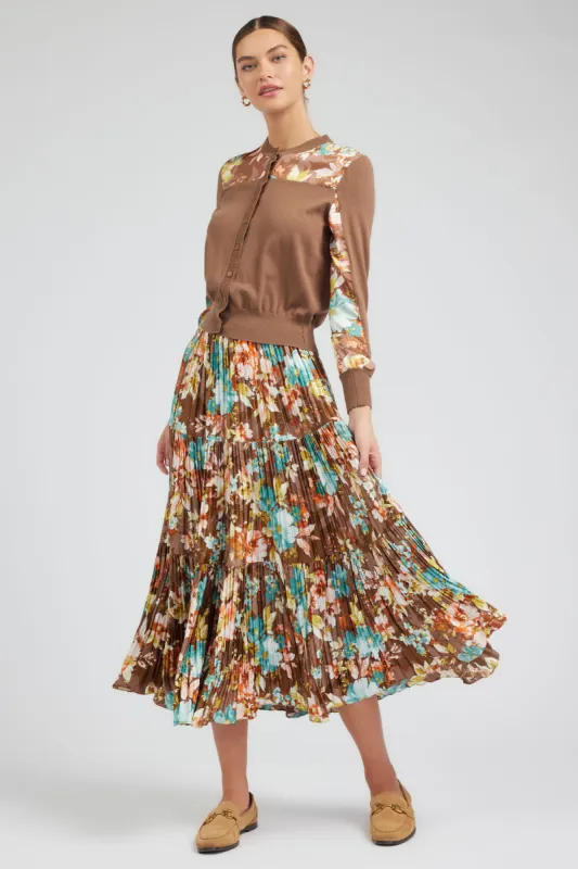 Floral Pleated Midi Skirt sold by Current Air