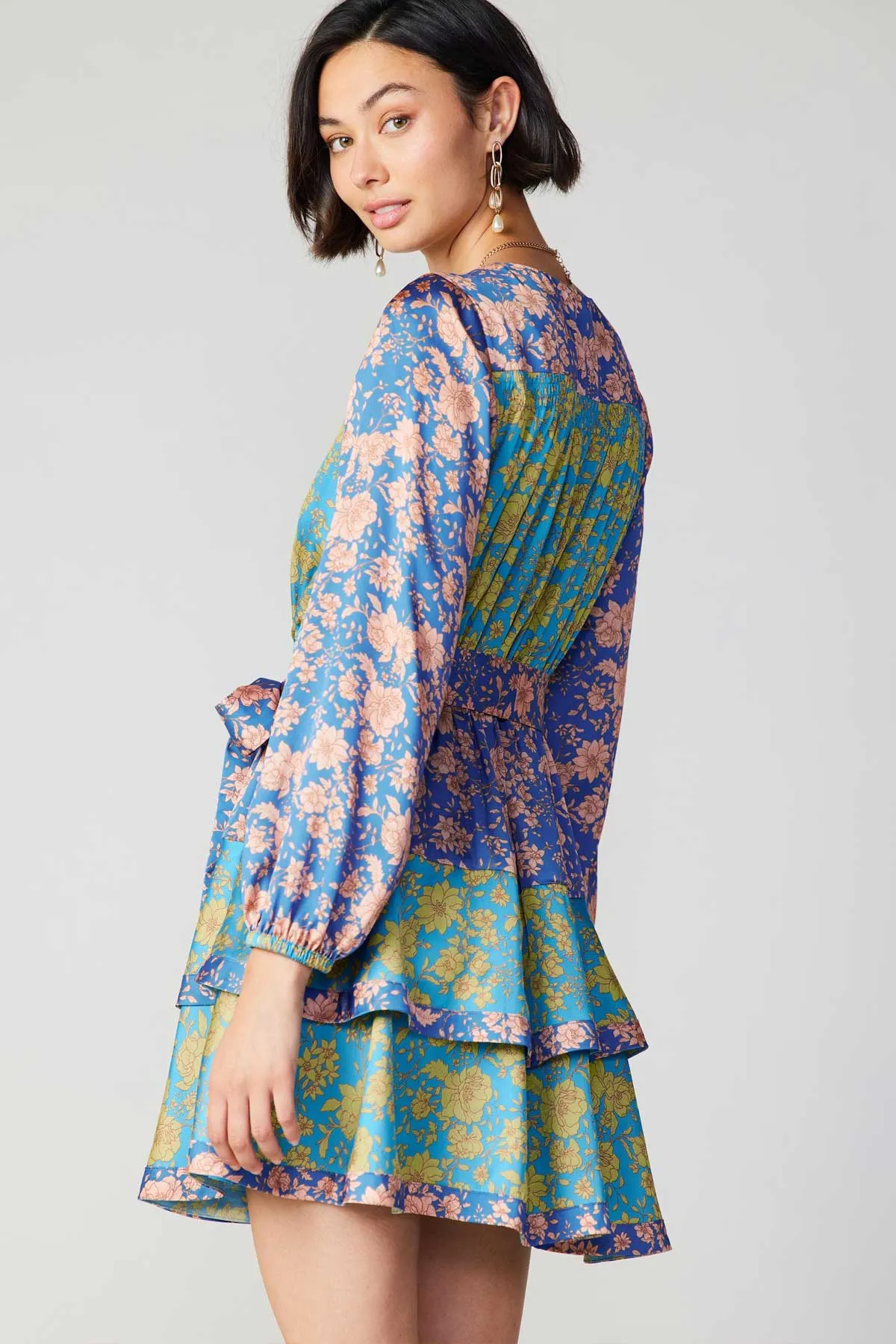 Floral Colorblock Surplice Mini Dress sold by Current Air product image thumbnail 5