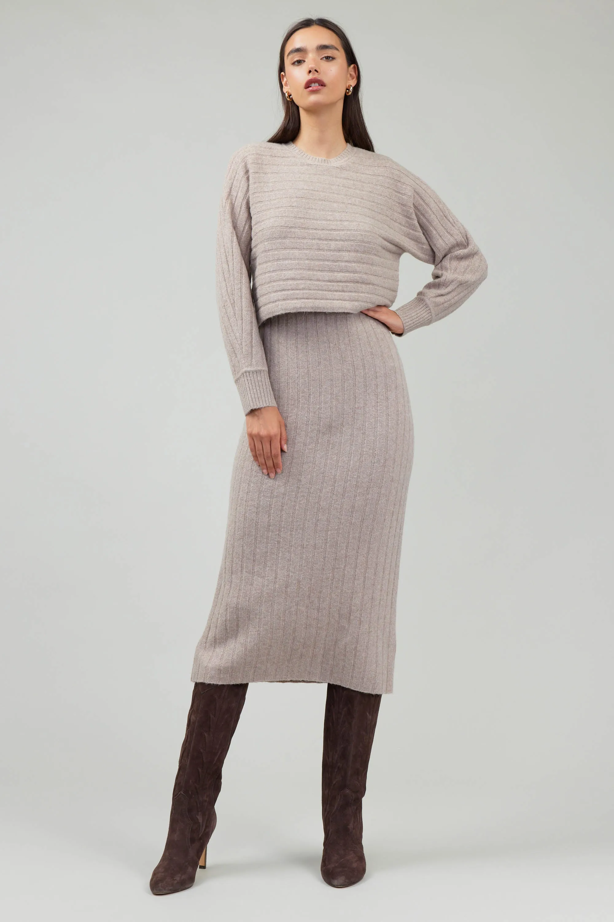 Crewneck Ribbed Sweater Dress sold by Current Air product image thumbnail 2