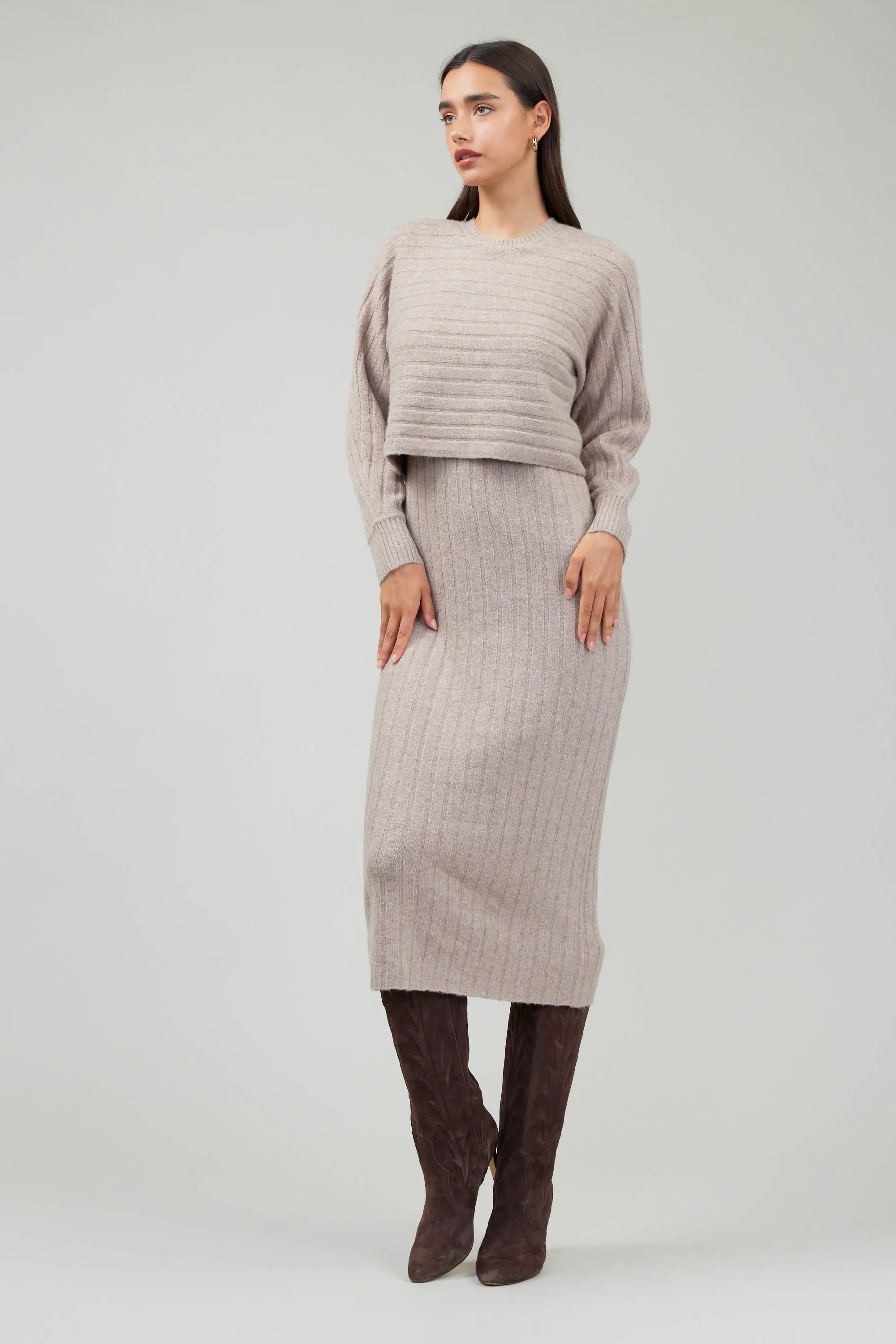 Crewneck Ribbed Sweater Dress sold by Current Air product image thumbnail 3