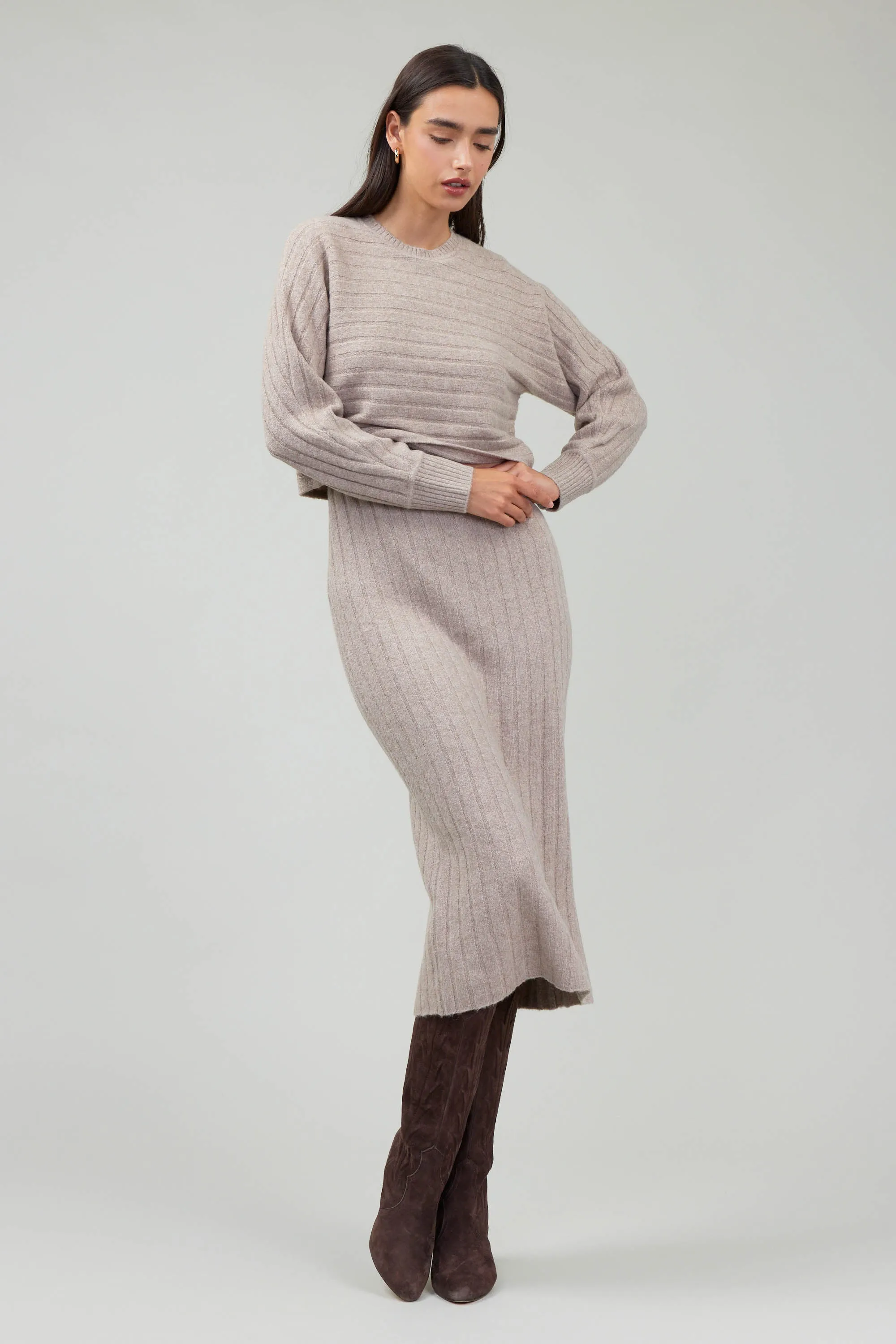 Crewneck Ribbed Sweater Dress sold by Current Air product image thumbnail 4