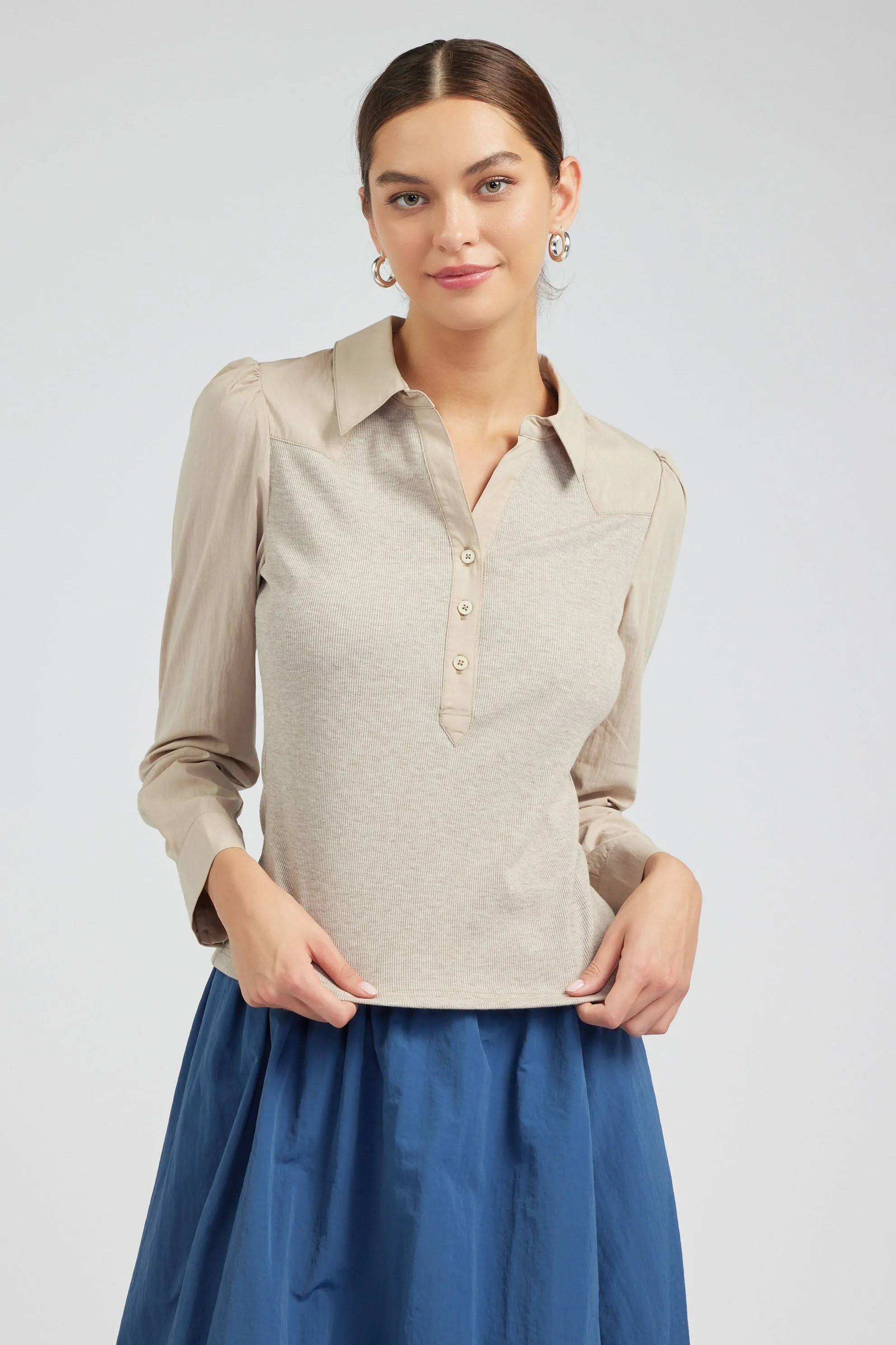 Collared Knit Top sold by Current Air
