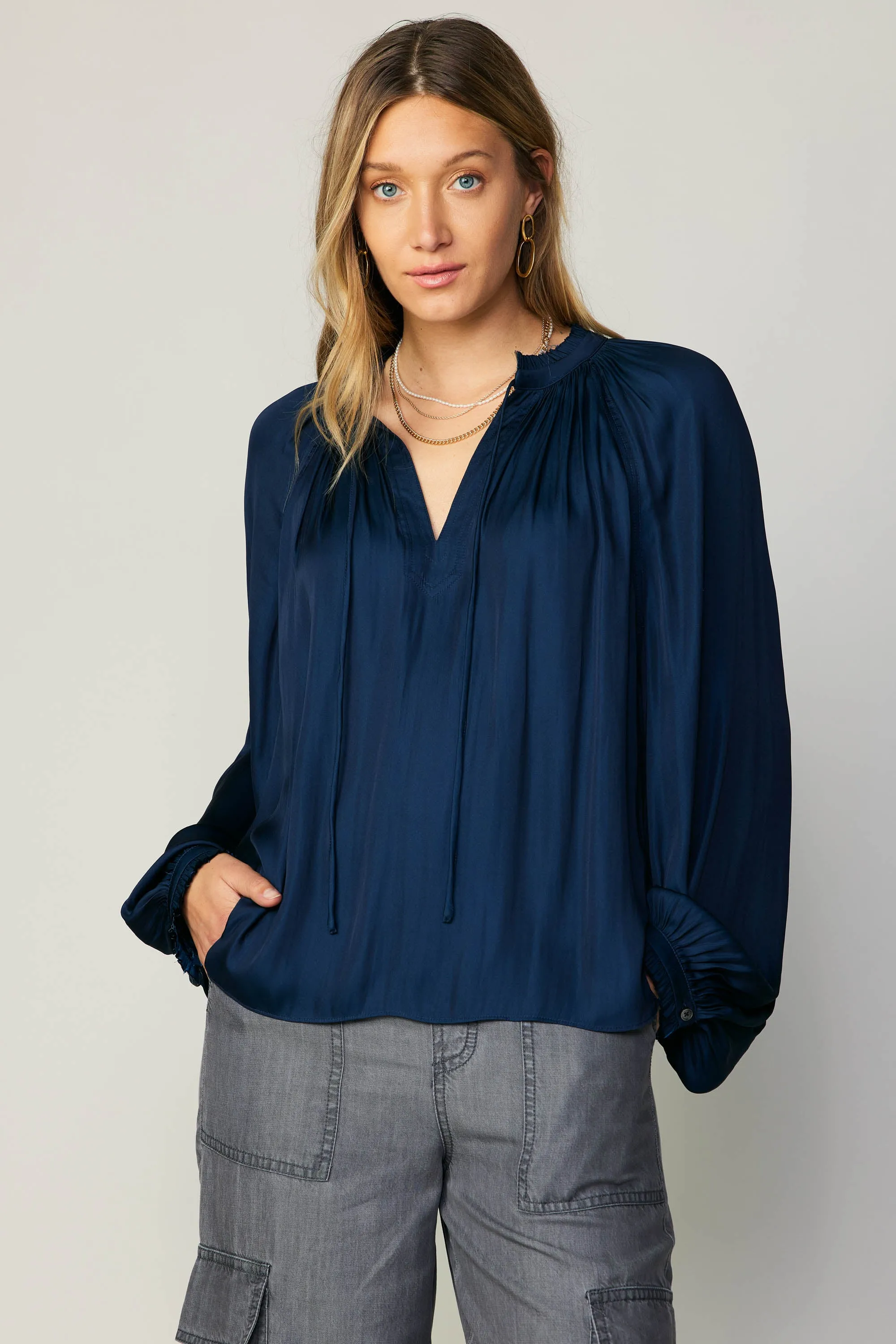 Ruffled Cuff Blouse sold by Current Air