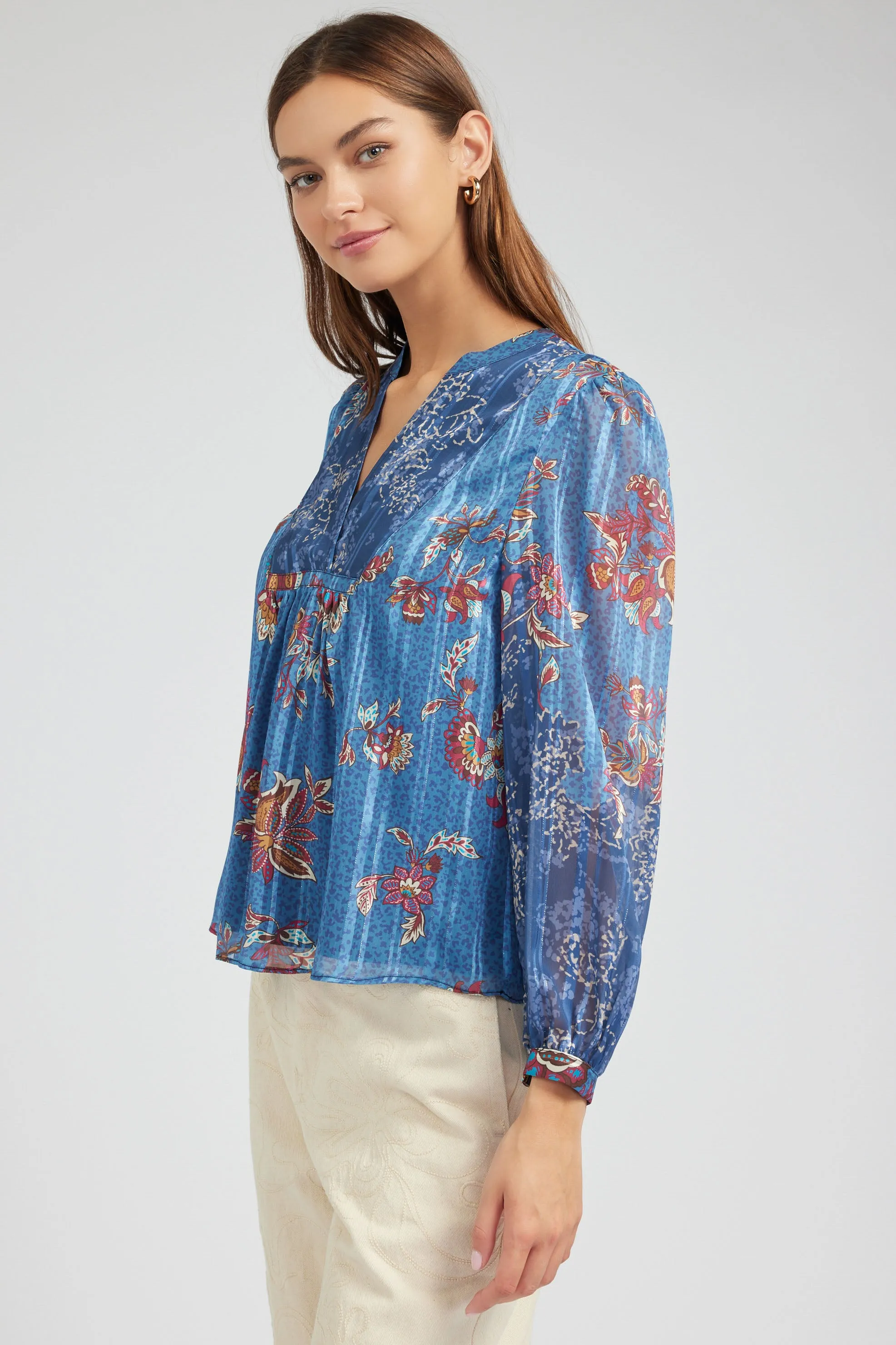 Floral Mandarin Collar Blouse sold by Current Air product image thumbnail 2