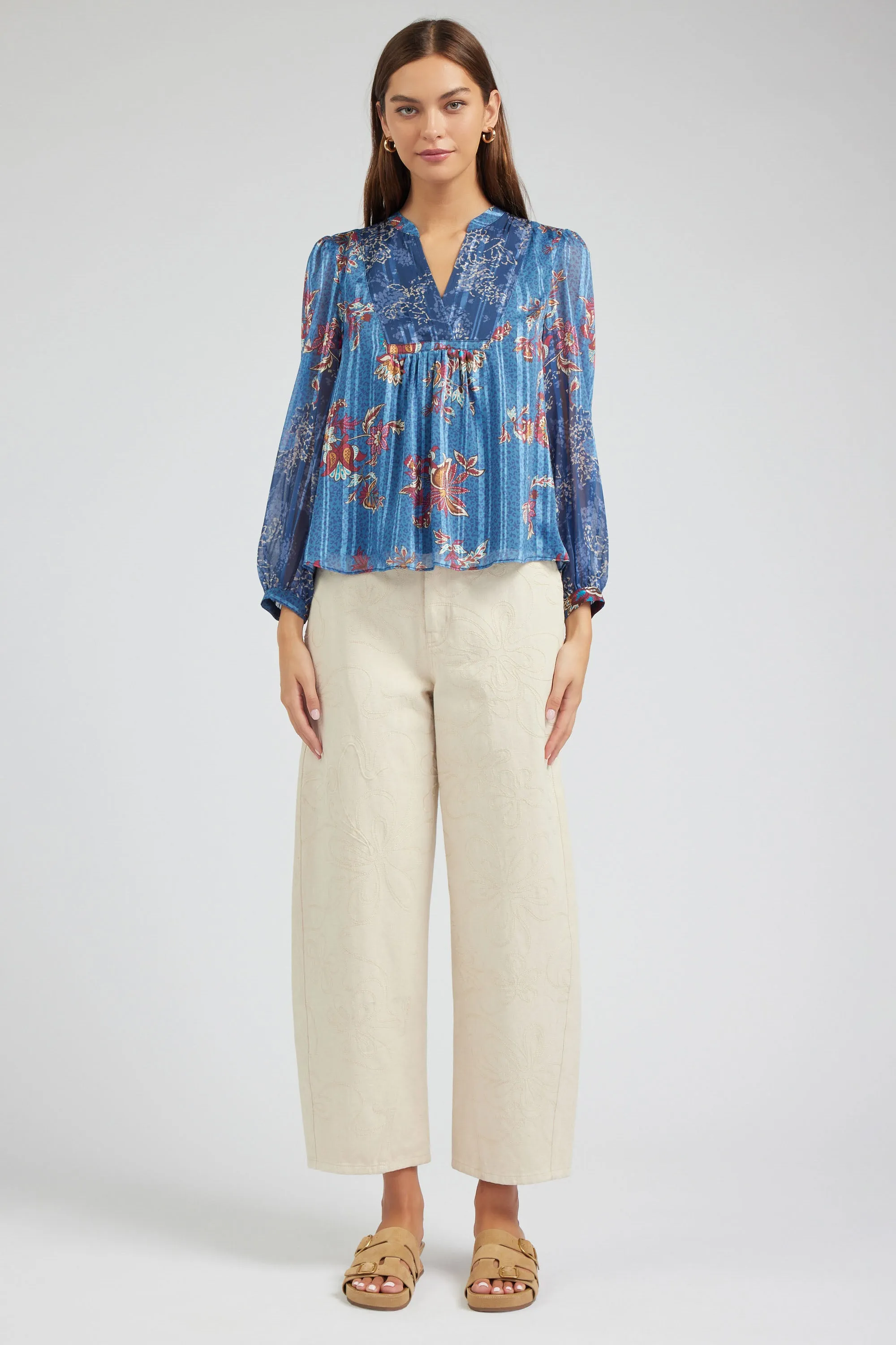 Floral Mandarin Collar Blouse sold by Current Air product image thumbnail 4